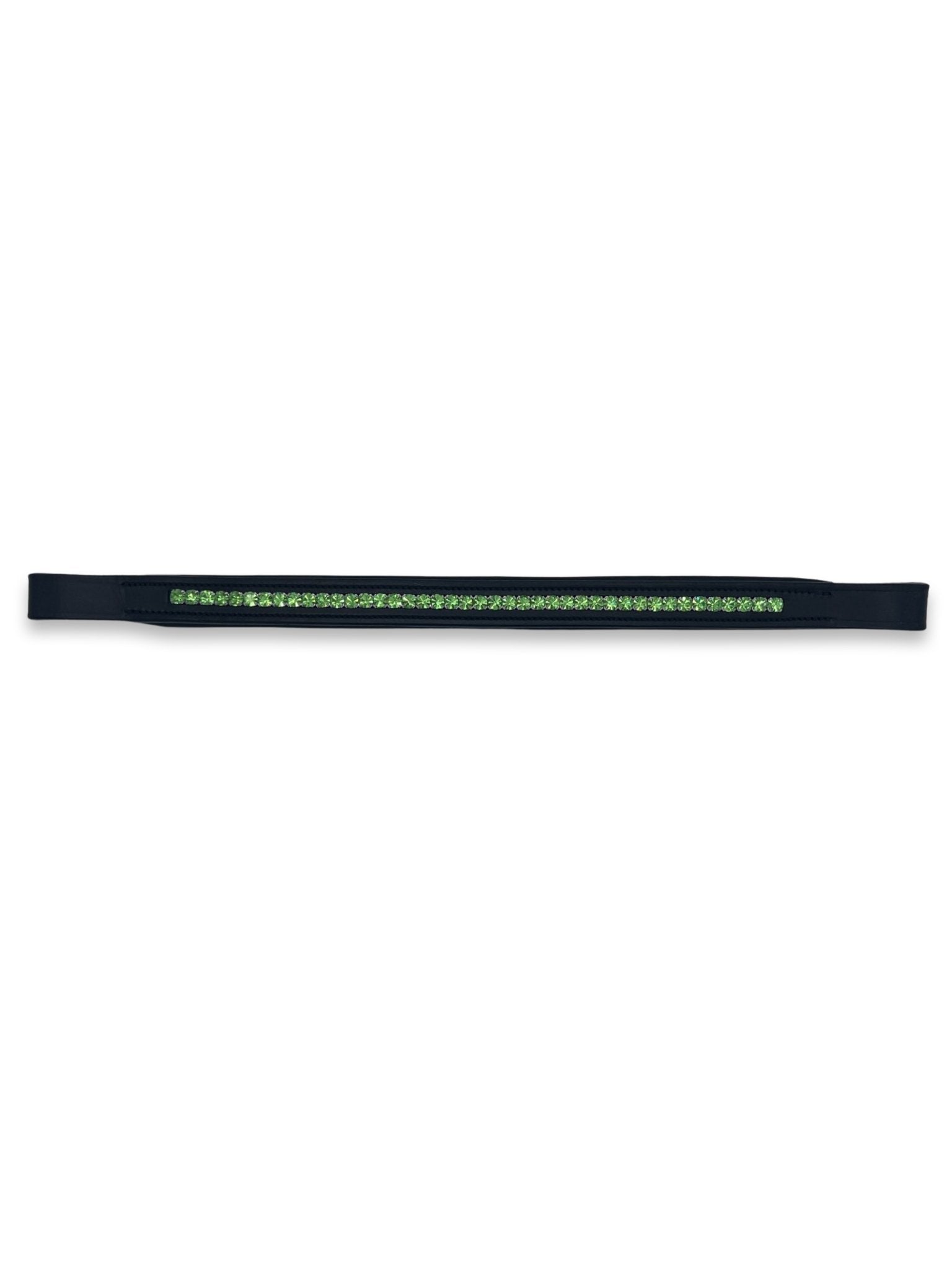 Lime Green Crystal Padded Browband, from The Urbany. Elevate your horse's style with sparkling crystals and comfort.