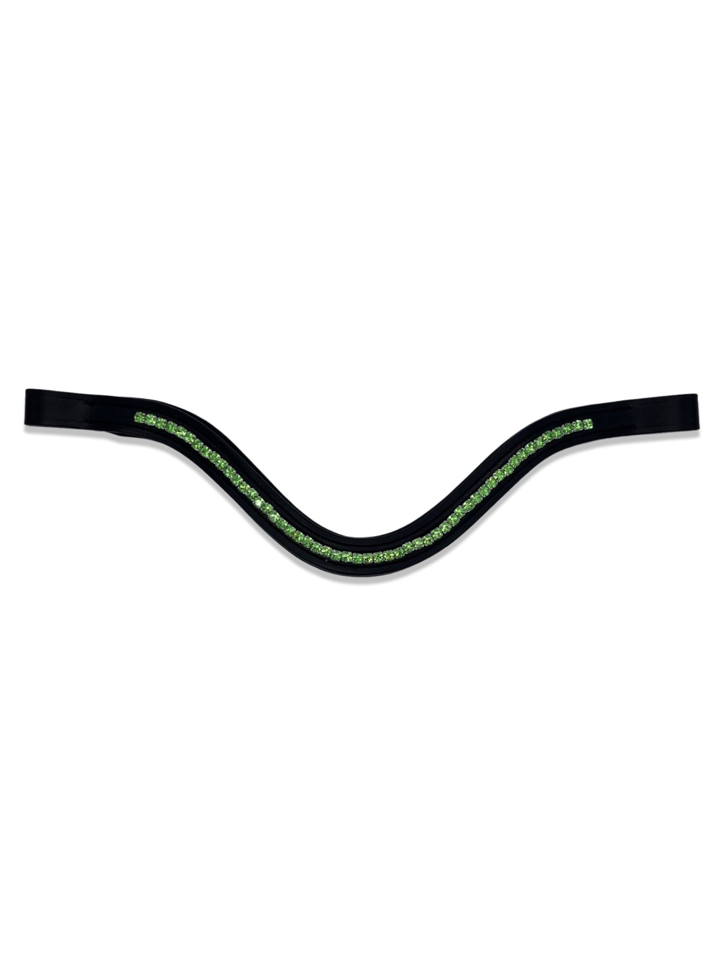 Lime Green Crystal Padded Browband, from The Urbany. Elevate your horse's style with sparkling crystals and comfort.