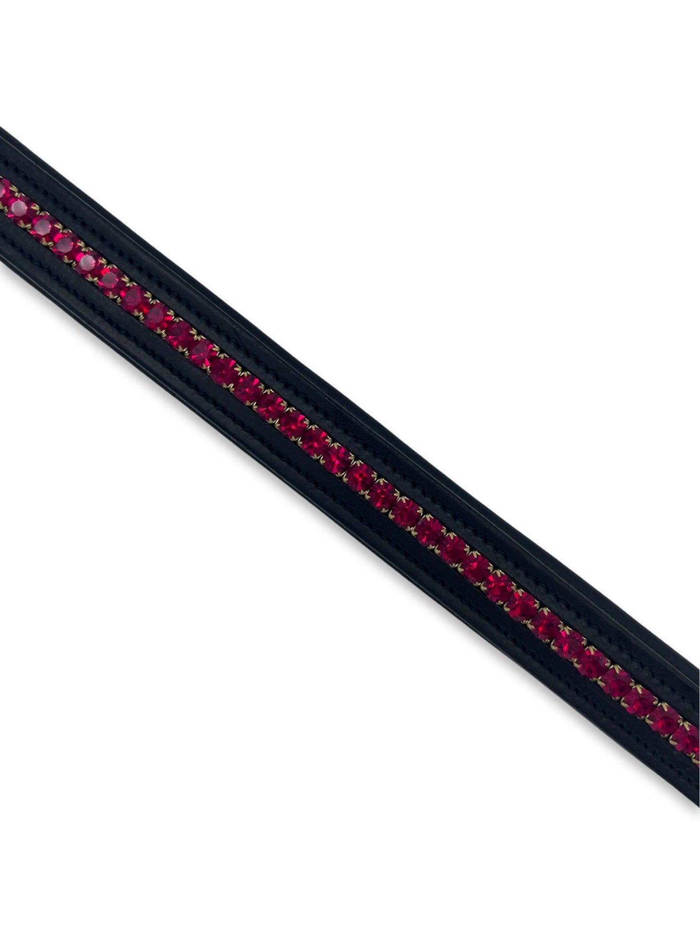 Ruby Crystal Padded Browband, from The Urbany. Elevate your horse's style with sparkling crystals and comfort.