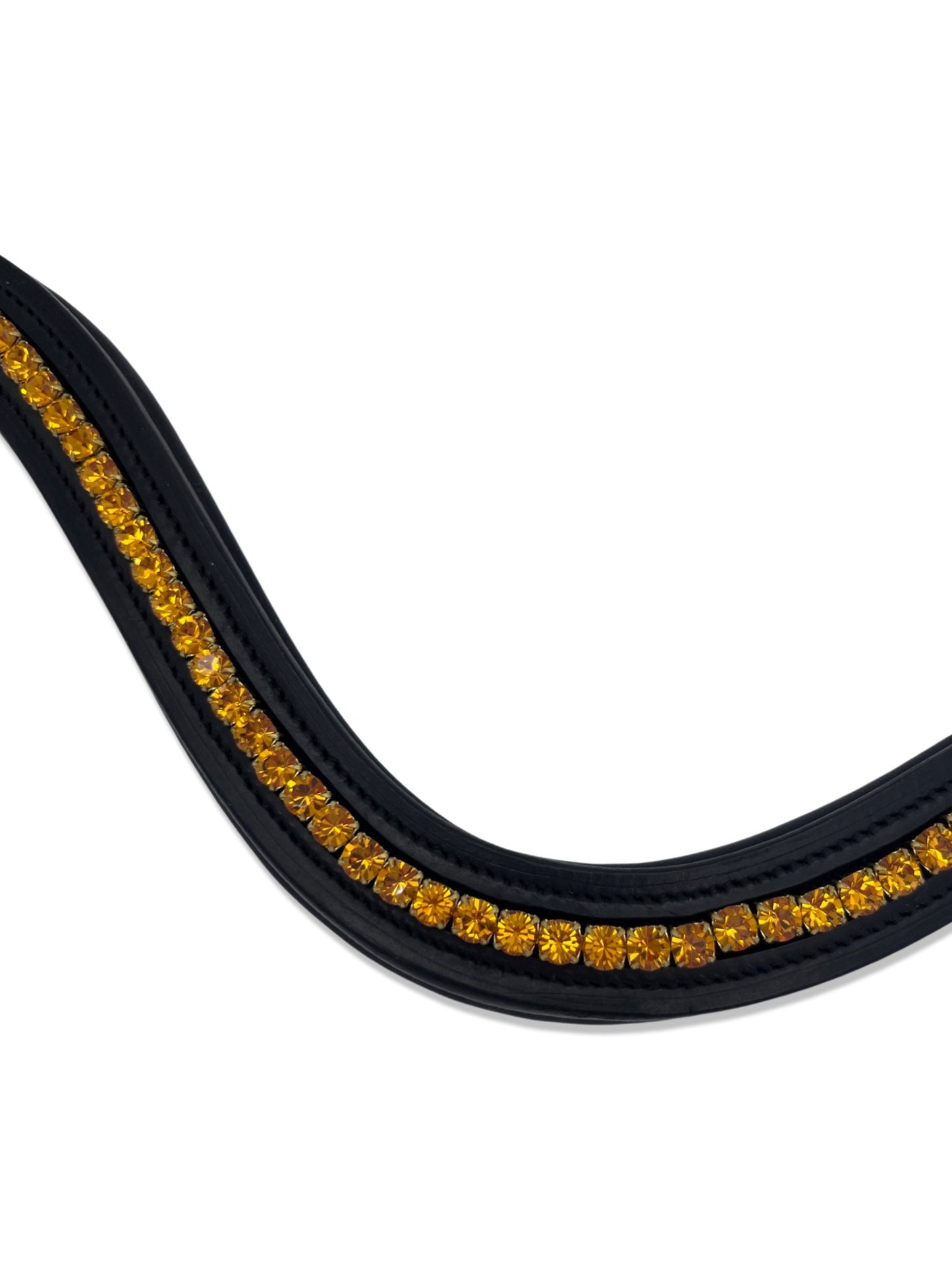 Orange Crystal Padded Browband, from The Urbany. Elevate your horse's style with sparkling crystals and comfort.