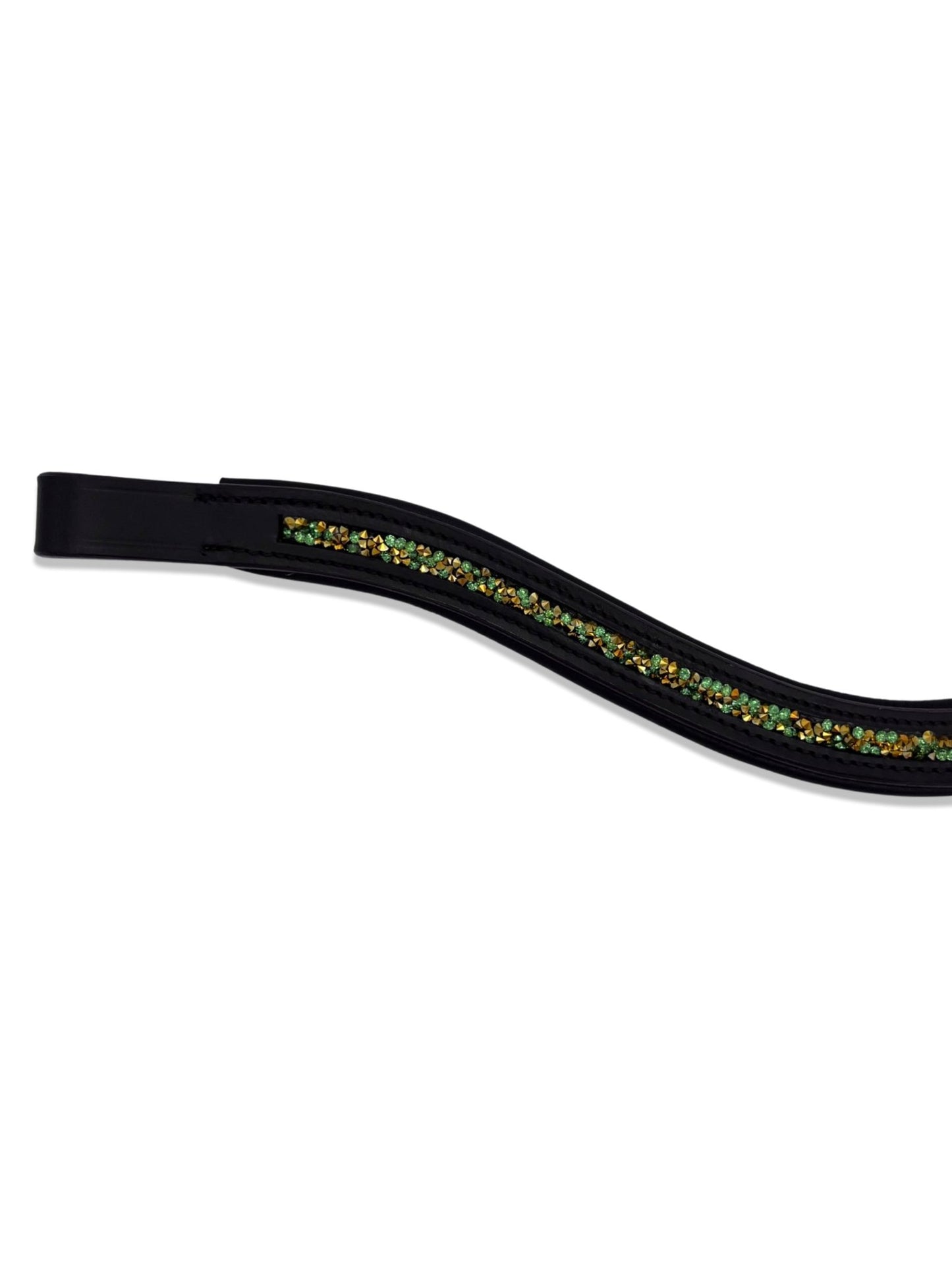 Crushed Lime Green Crystal Padded Browband, from The Urbany. Elevate your horse's style with sparkling crystals and comfort.