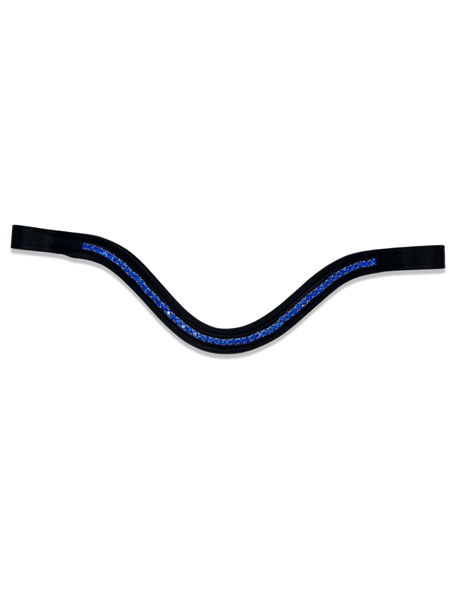 Sapphire Blue Crystal Padded Browband, from The Urbany. Elevate your horse's style with sparkling crystals and comfort.