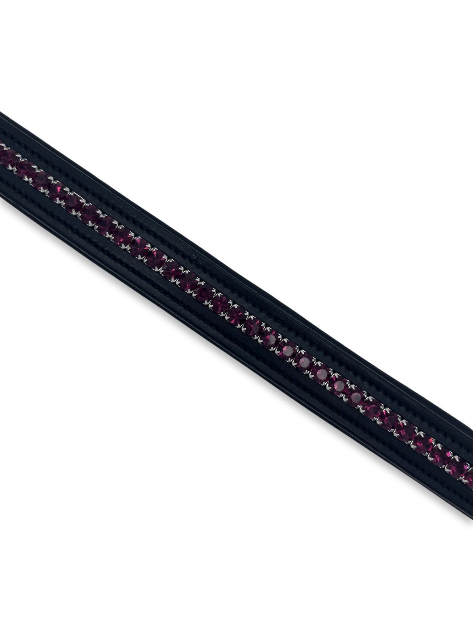 Plum Crystal Padded Browband, from The Urbany. Elevate your horse's style with sparkling crystals and comfort.