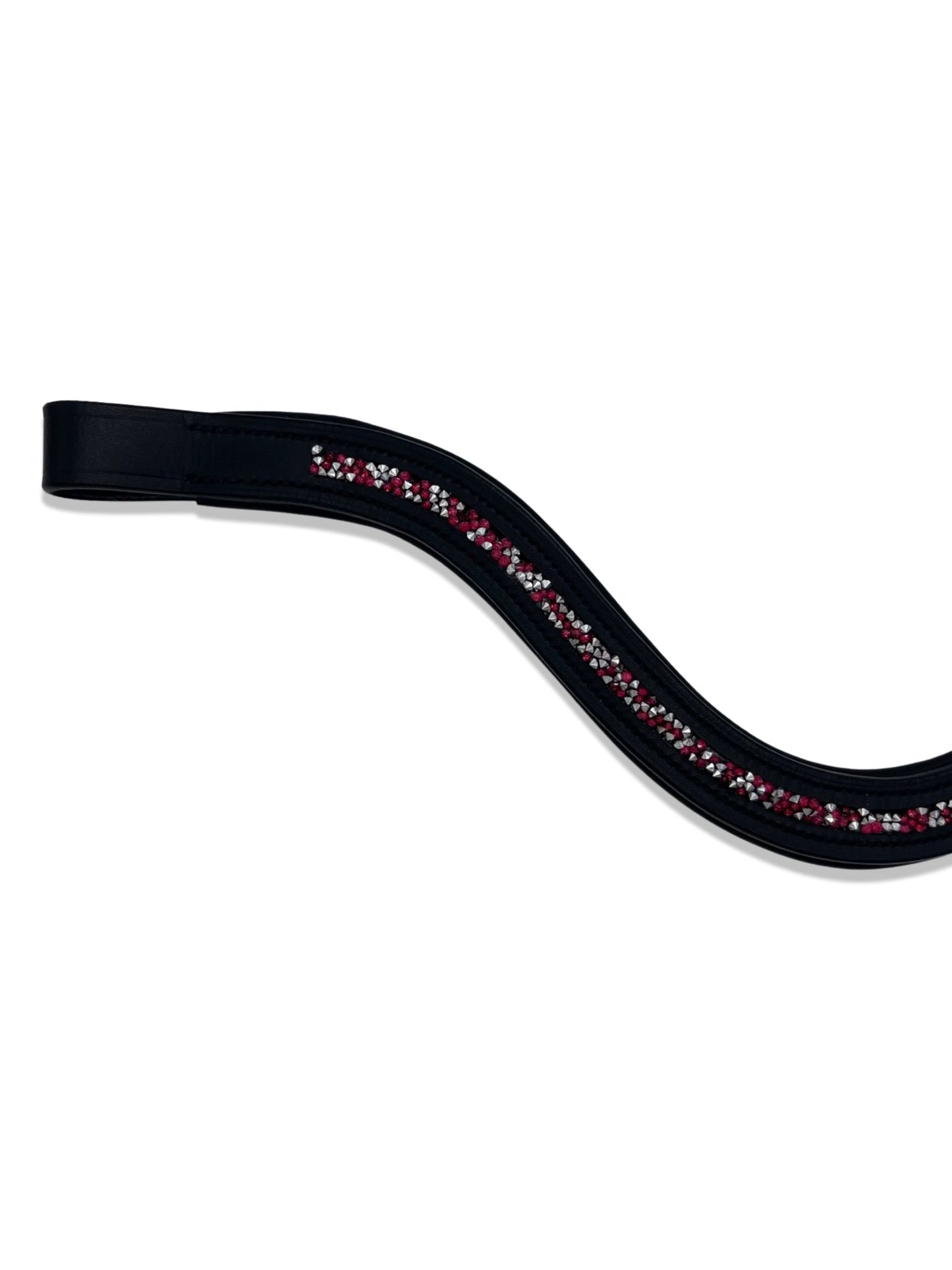 Crushed Ruby Crystal Padded Browband, from The Urbany. Elevate your horse's style with sparkling crystals and comfort.