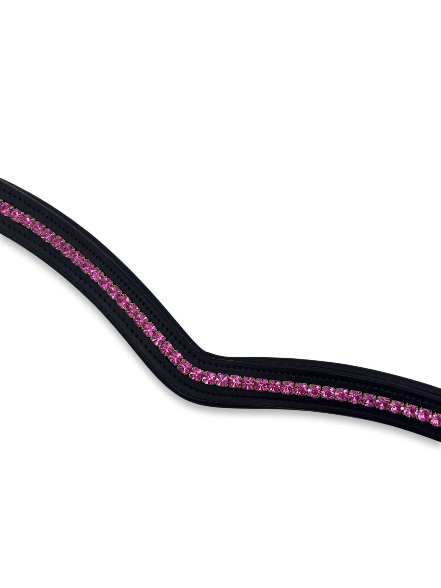 Hot Pink Crystal Padded Browband, from The Urbany. Elevate your horse's style with sparkling crystals and comfort.