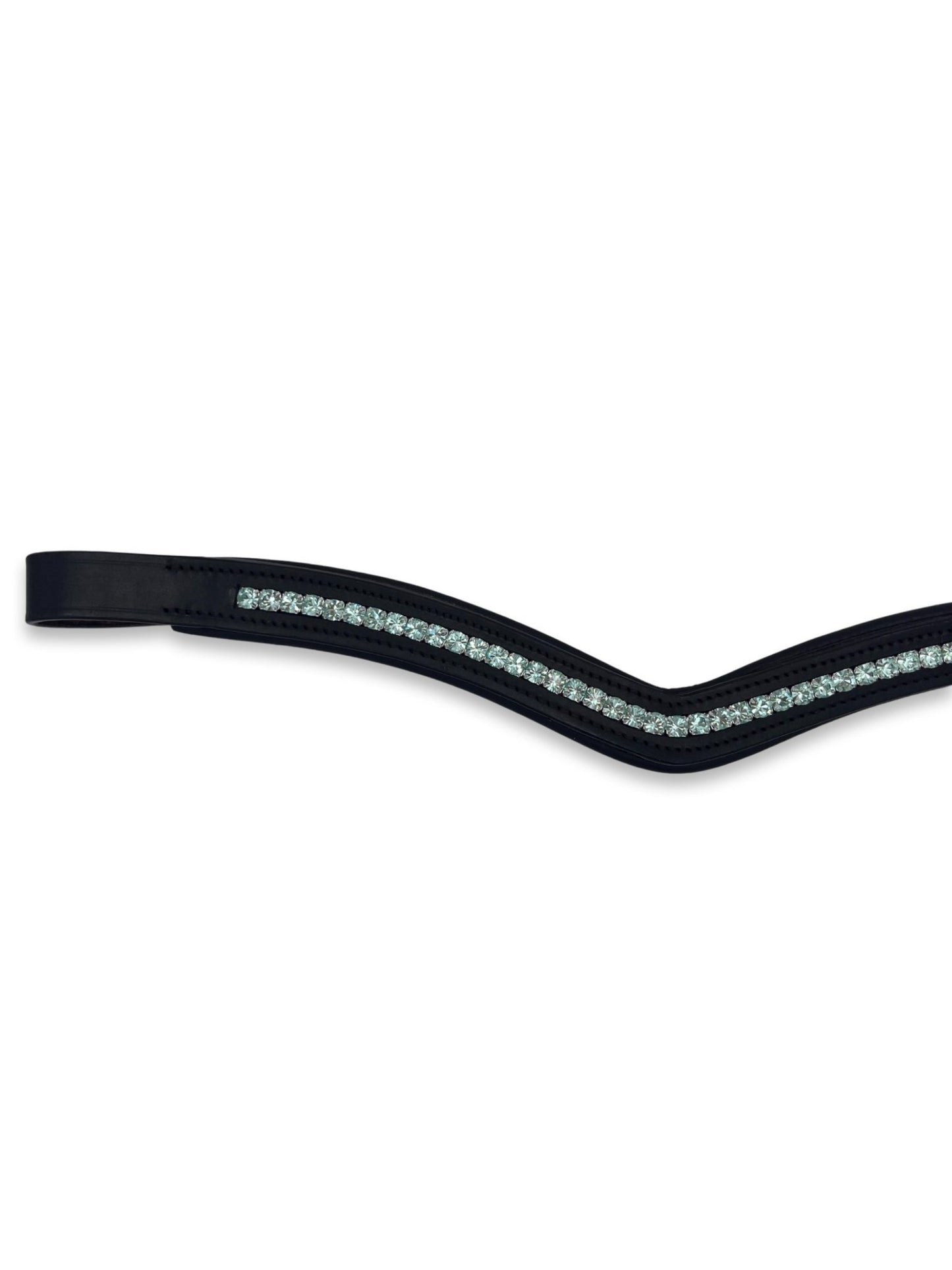 Mint Green Crystal Padded Browband, from The Urbany. Elevate your horse's style with sparkling crystals and comfort.