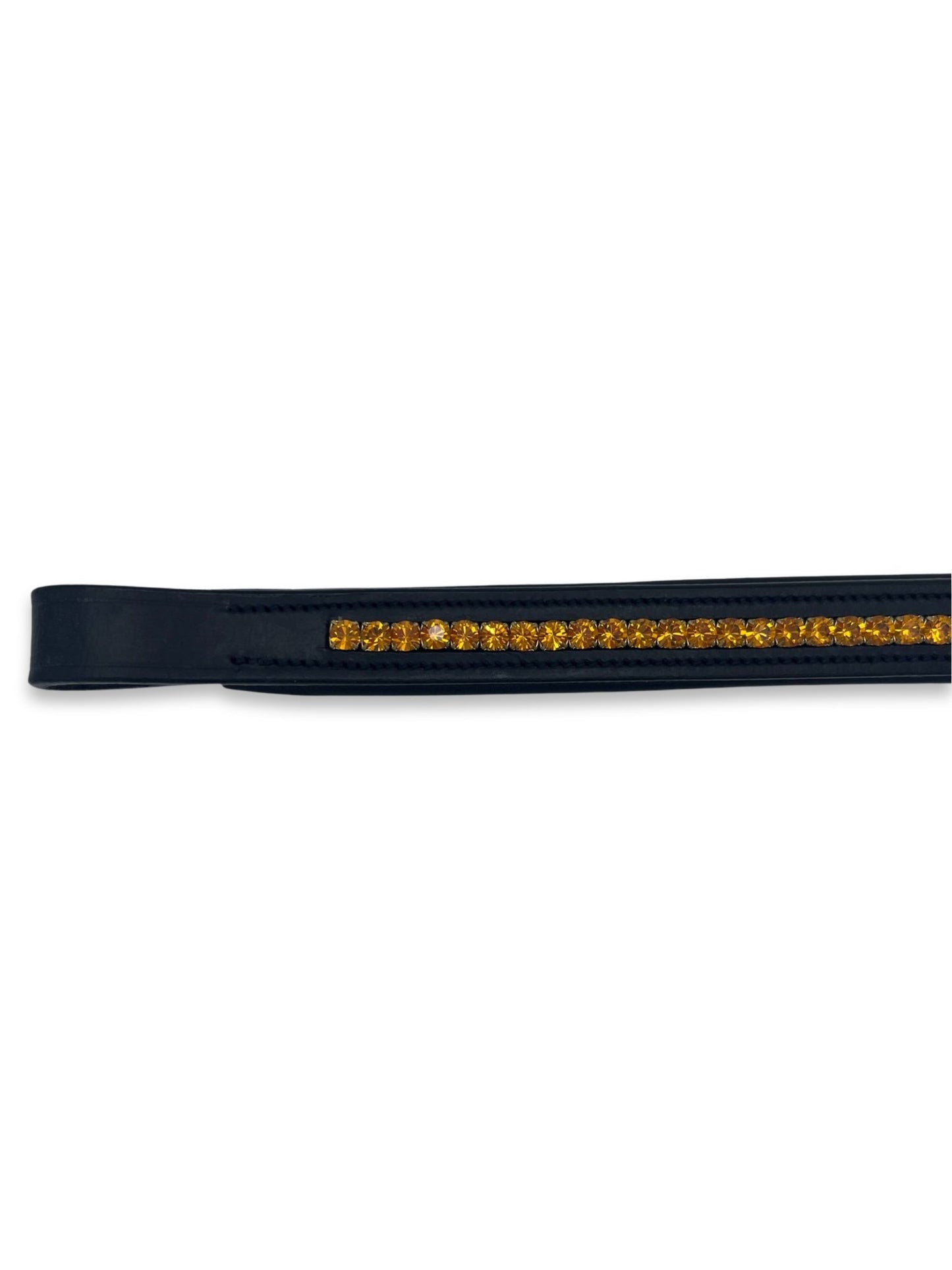 Orange Crystal Padded Browband, from The Urbany. Elevate your horse's style with sparkling crystals and comfort.