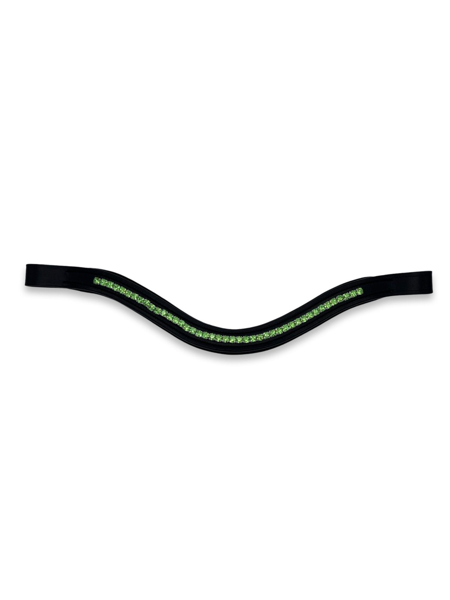 Lime Green Crystal Padded Browband, from The Urbany. Elevate your horse's style with sparkling crystals and comfort.