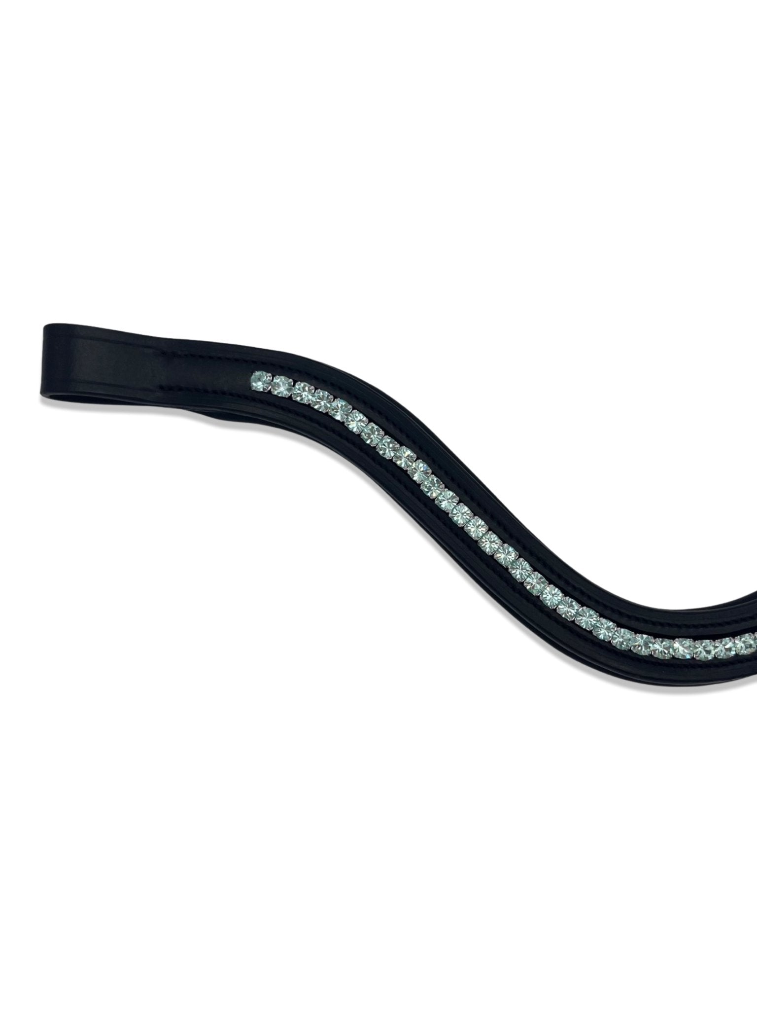 Mint Green Crystal Padded Browband, from The Urbany. Elevate your horse's style with sparkling crystals and comfort.