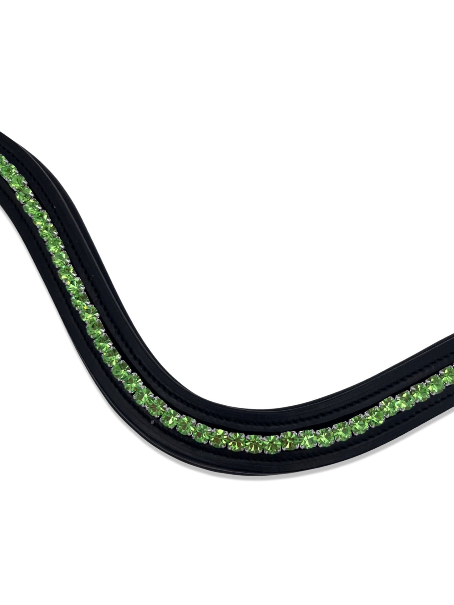 Lime Green Crystal Padded Browband, from The Urbany. Elevate your horse's style with sparkling crystals and comfort.