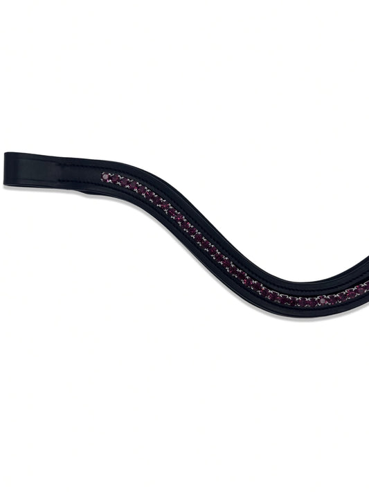 Plum Crystal Padded Browband, from The Urbany. Elevate your horse's style with sparkling crystals and comfort.