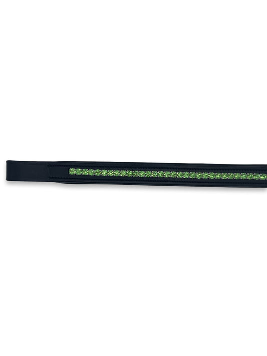 Lime Green Crystal Padded Browband, from The Urbany. Elevate your horse's style with sparkling crystals and comfort.