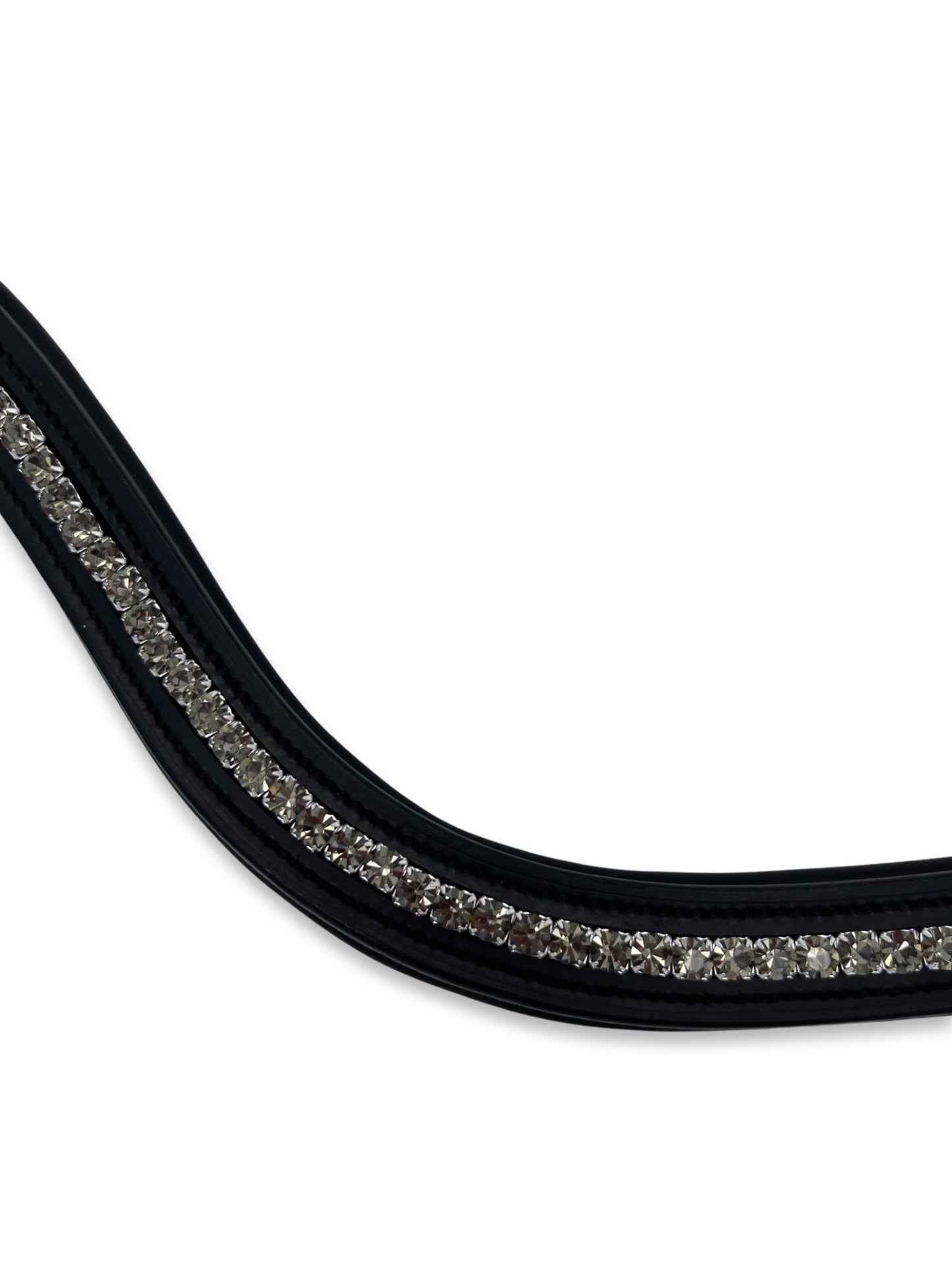 Grey Crystal Padded Browband, from The Urbany. Elevate your horse's style with sparkling crystals and comfort.