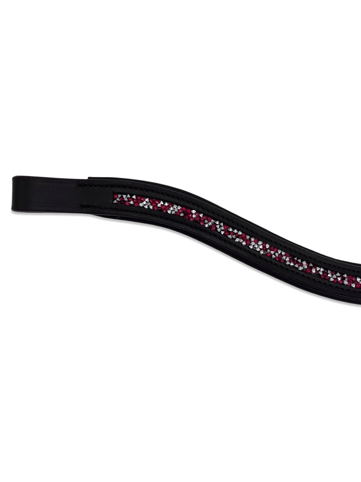 Crushed Ruby Crystal Padded Browband, from The Urbany. Elevate your horse's style with sparkling crystals and comfort.