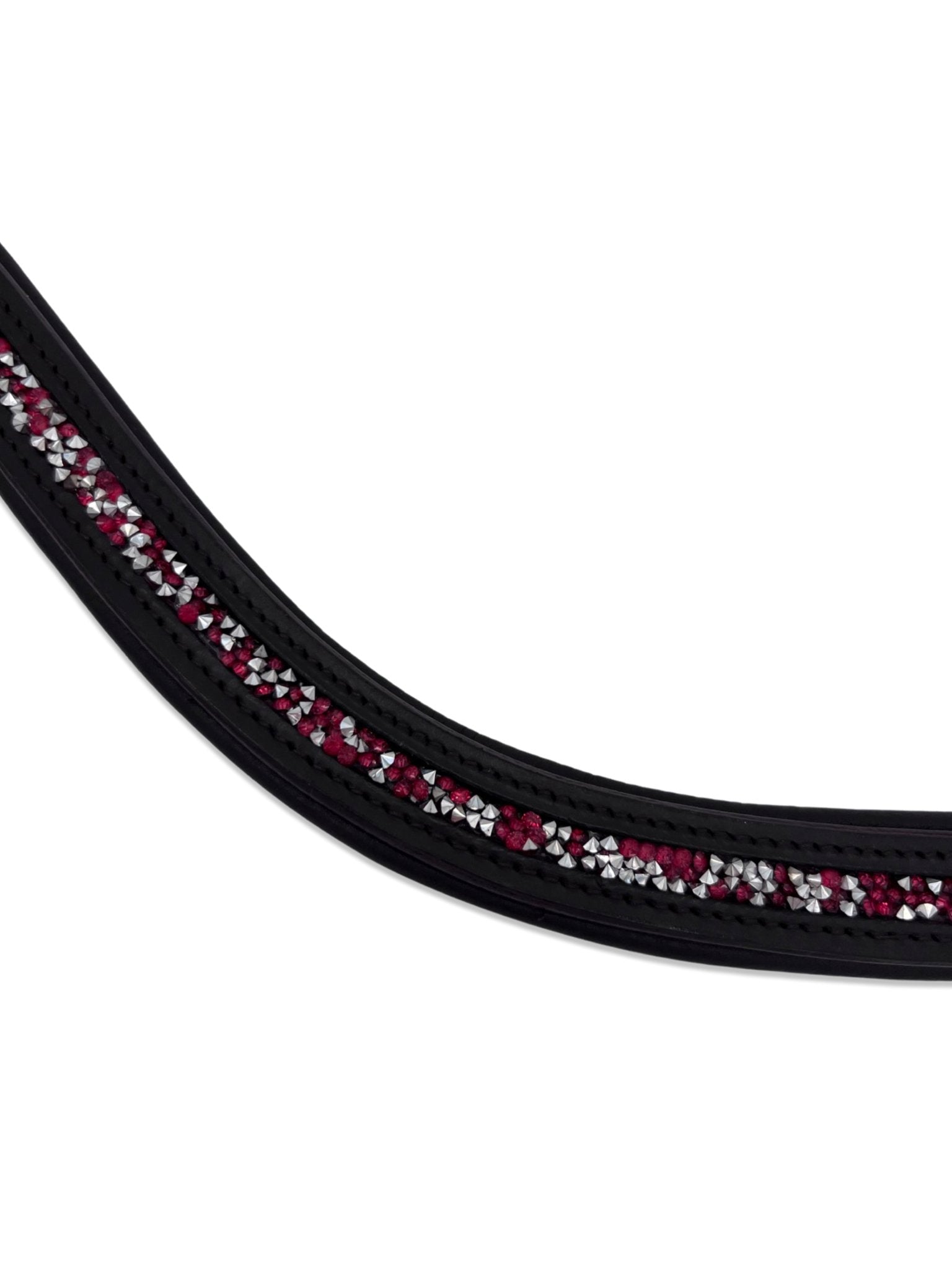 Crushed Ruby Crystal Padded Browband, from The Urbany. Elevate your horse's style with sparkling crystals and comfort.