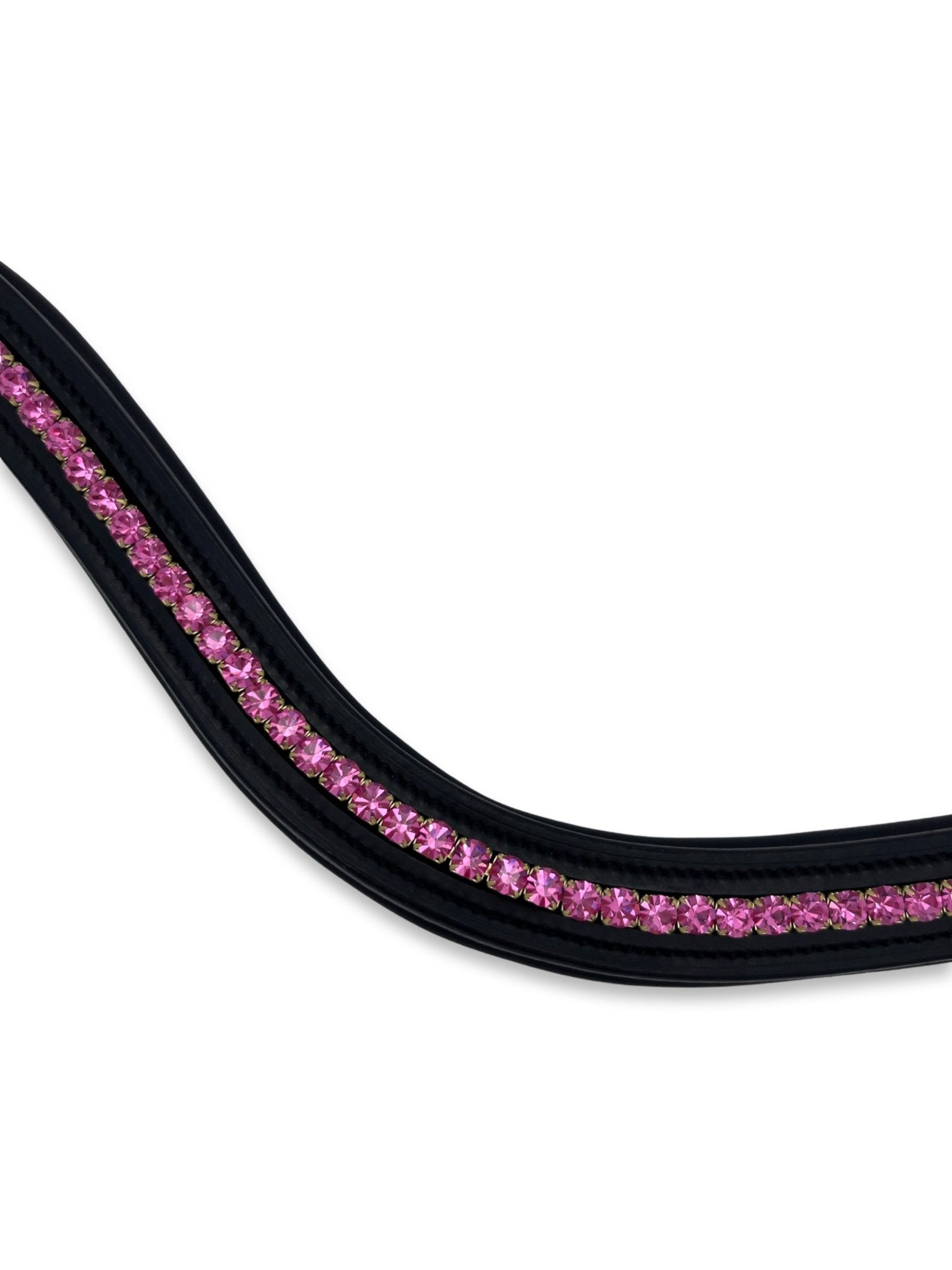 Hot Pink Crystal Padded Browband, from The Urbany. Elevate your horse's style with sparkling crystals and comfort.