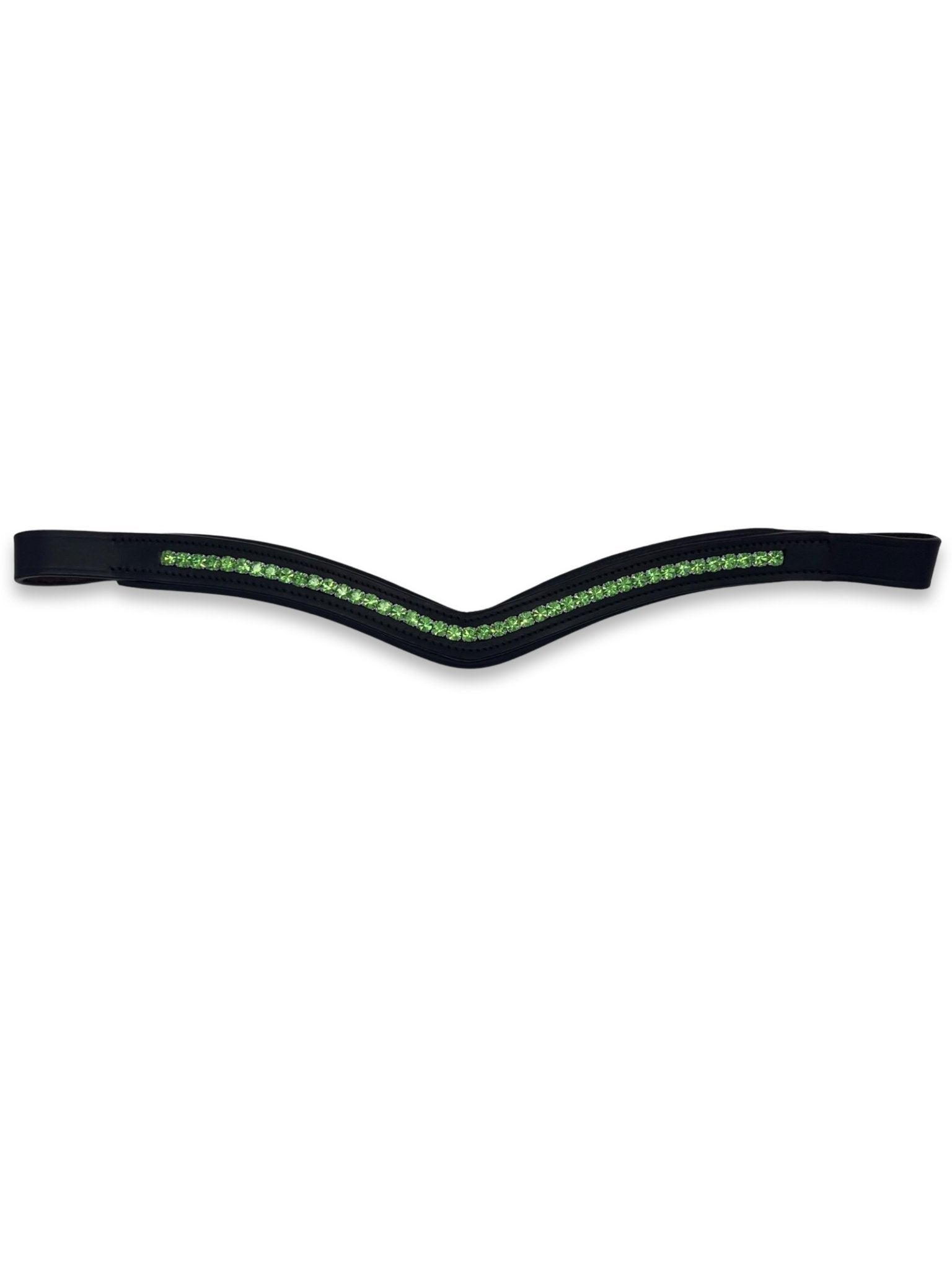 Lime Green Crystal Padded Browband, from The Urbany. Elevate your horse's style with sparkling crystals and comfort.