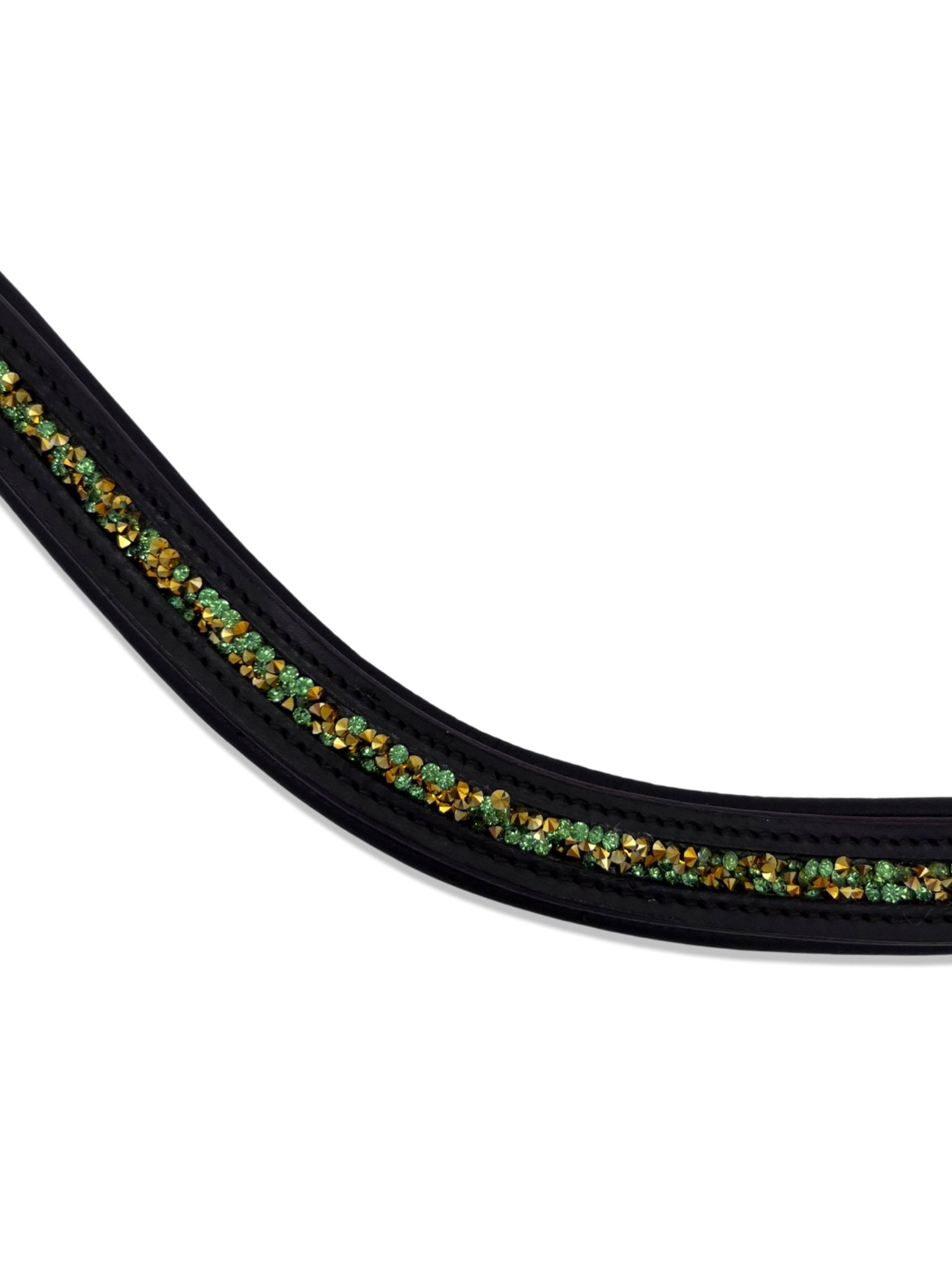 Crushed Lime Green Crystal Padded Browband, from The Urbany. Elevate your horse's style with sparkling crystals and comfort.