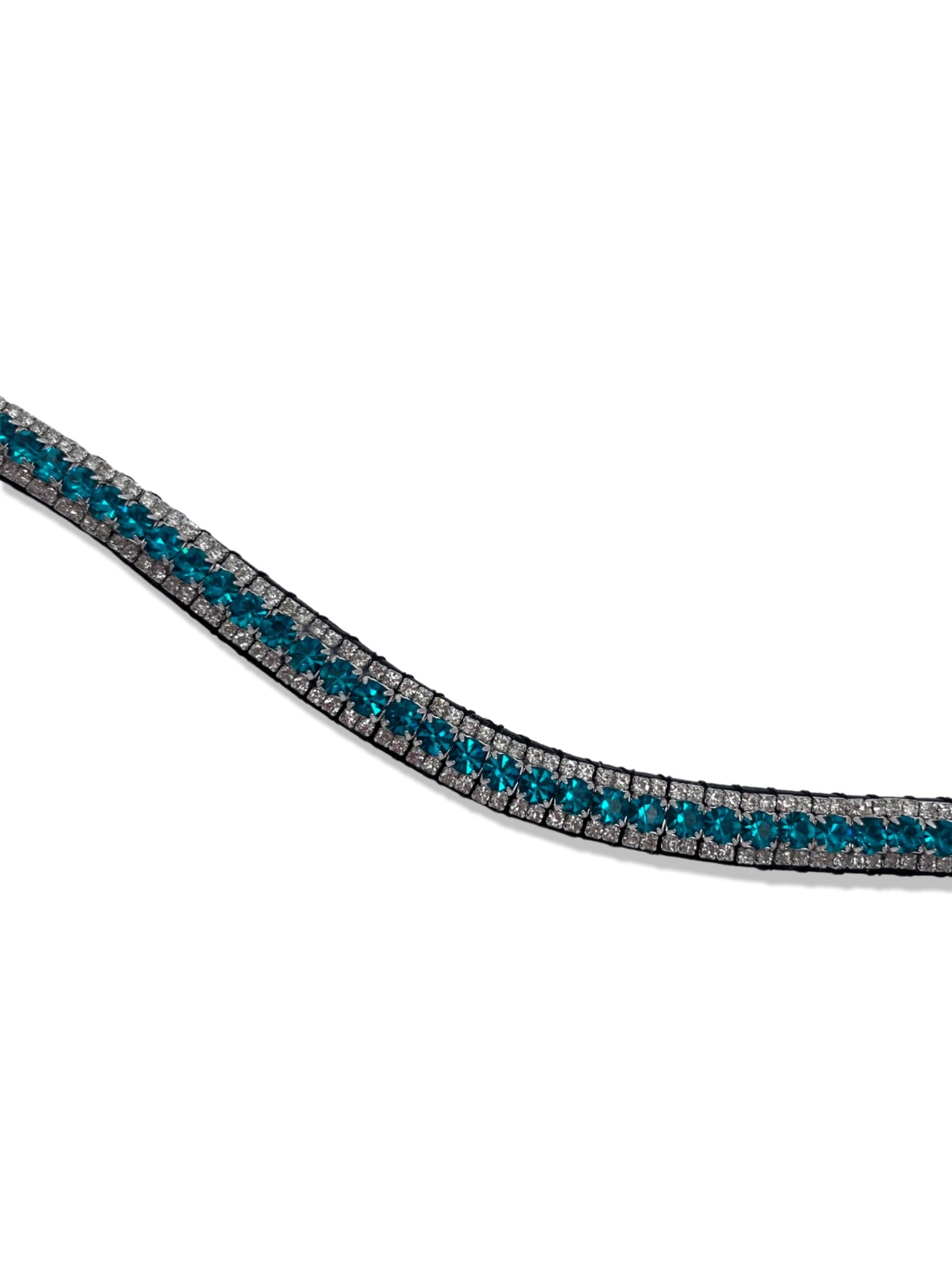 Peacock 3 Row Crystal Browband, from The Urbany. Elevate your horse's style with sparkling crystals and comfort.