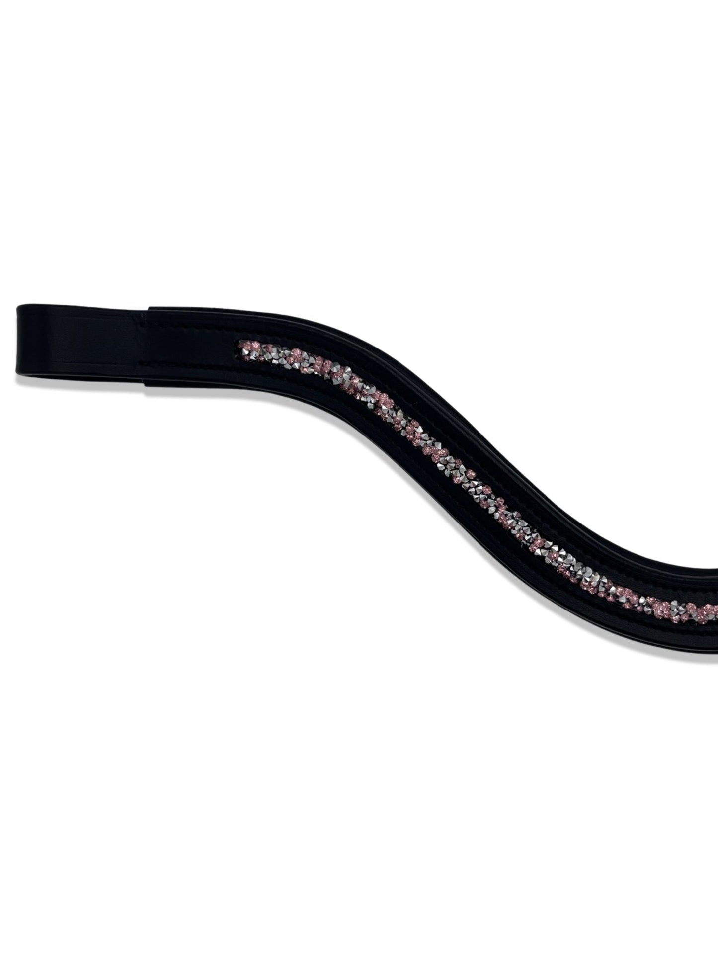 Crushed Light Pink Crystal Padded Browband, from The Urbany. Elevate your horse's style with sparkling crystals and comfort.