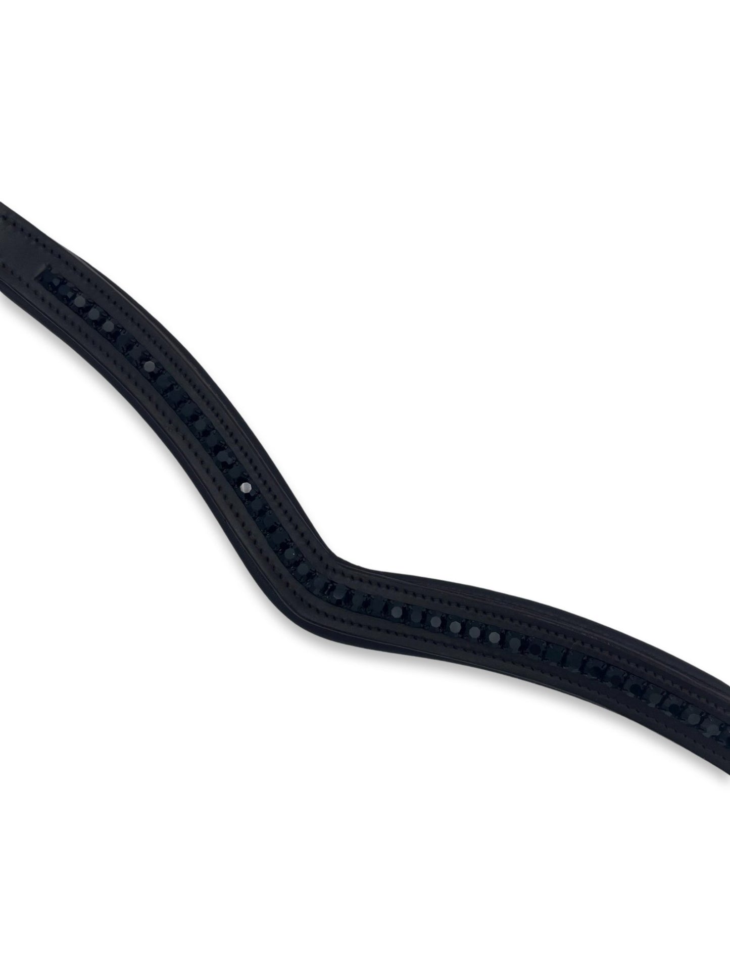 Jet Black Crystal Padded Browband, from The Urbany. Elevate your horse's style with sparkling crystals and comfort.