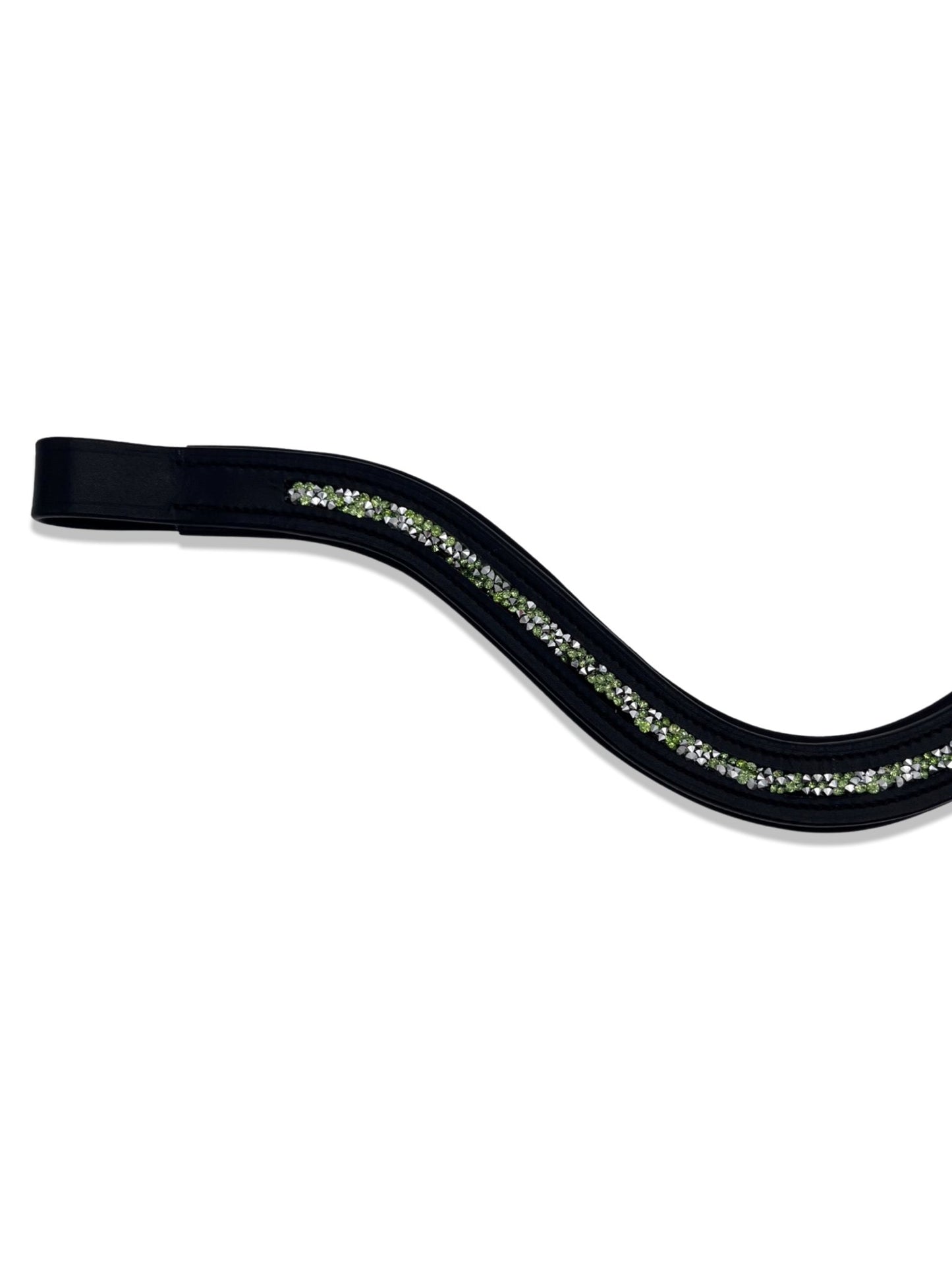 Crushed Lime Green Crystal Padded Browband, from The Urbany. Elevate your horse's style with sparkling crystals and comfort.