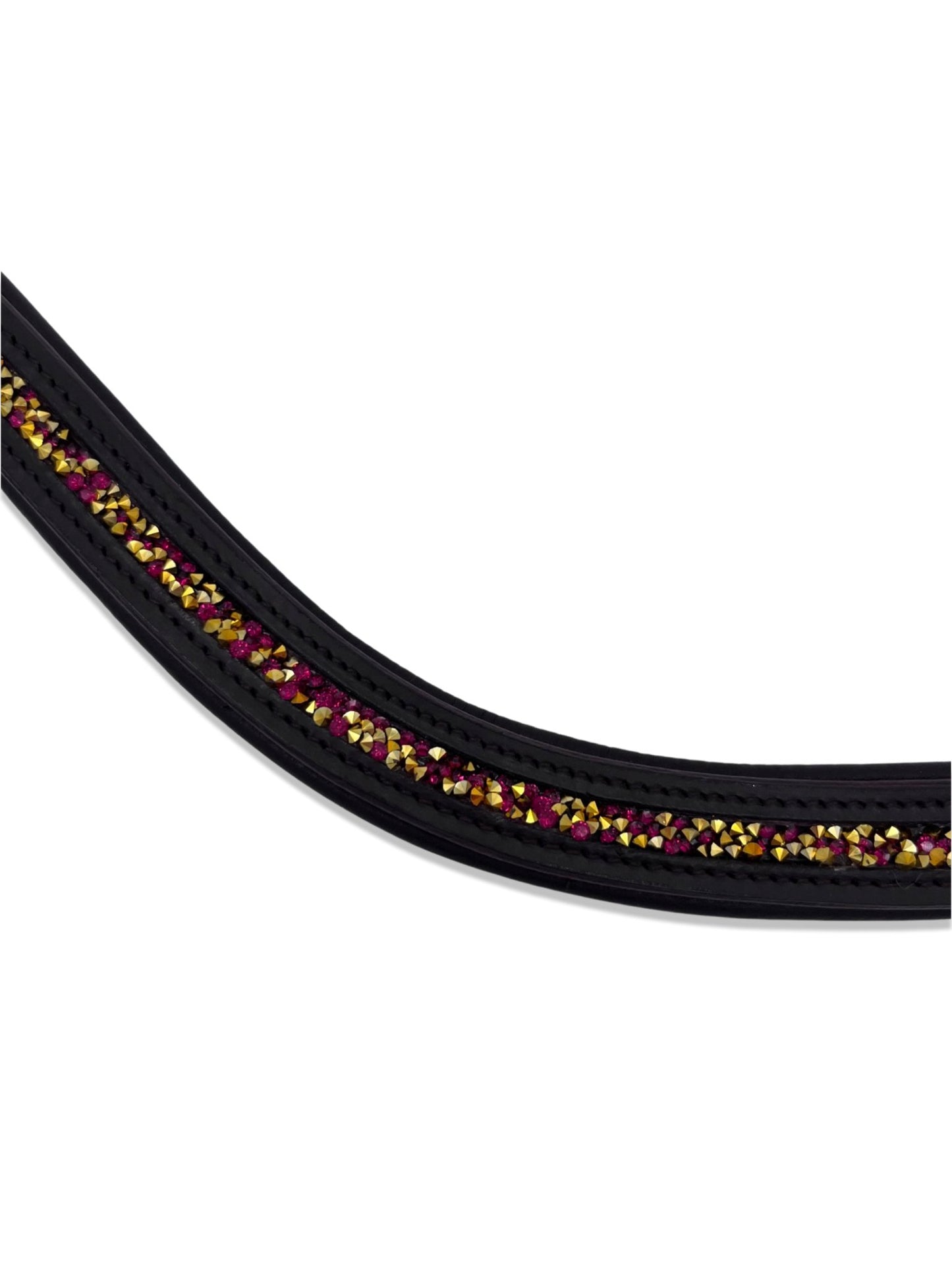 Crushed Ruby Crystal Padded Browband, from The Urbany. Elevate your horse's style with sparkling crystals and comfort.