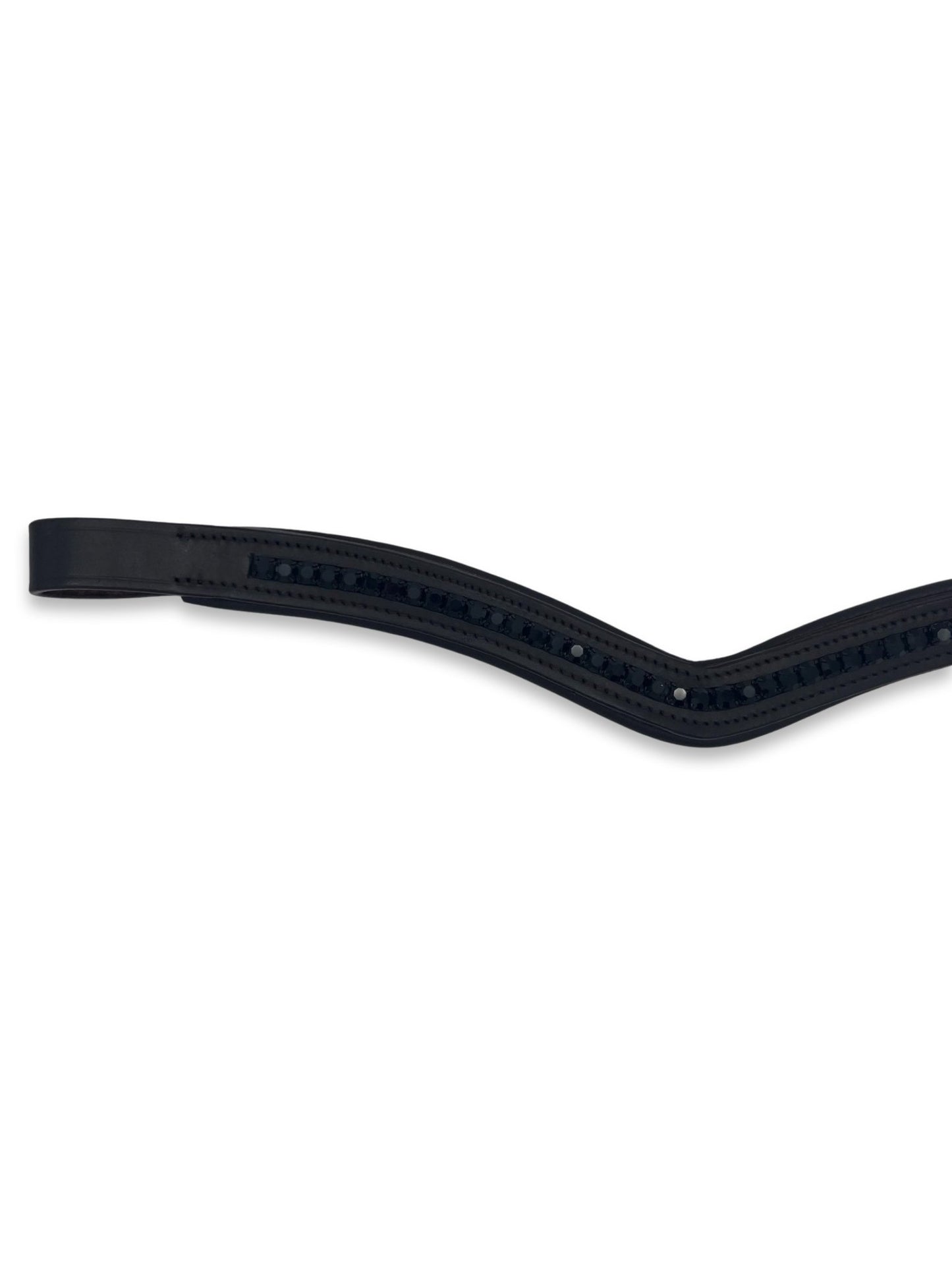 Jet Black Crystal Padded Browband, from The Urbany. Elevate your horse's style with sparkling crystals and comfort.