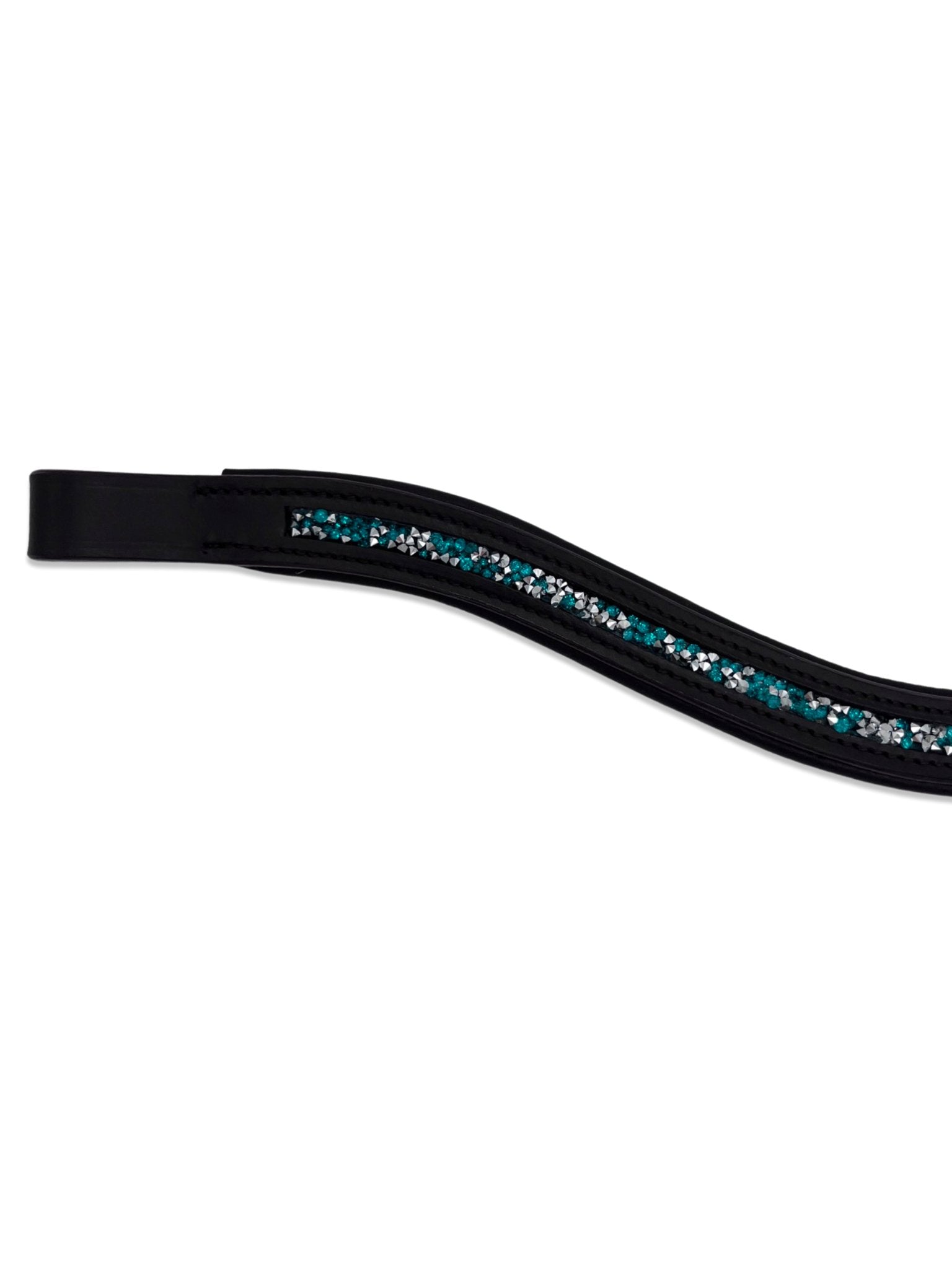 Crushed Peacock Crystal Padded Browband, from The Urbany. Elevate your horse's style with sparkling crystals and comfort.