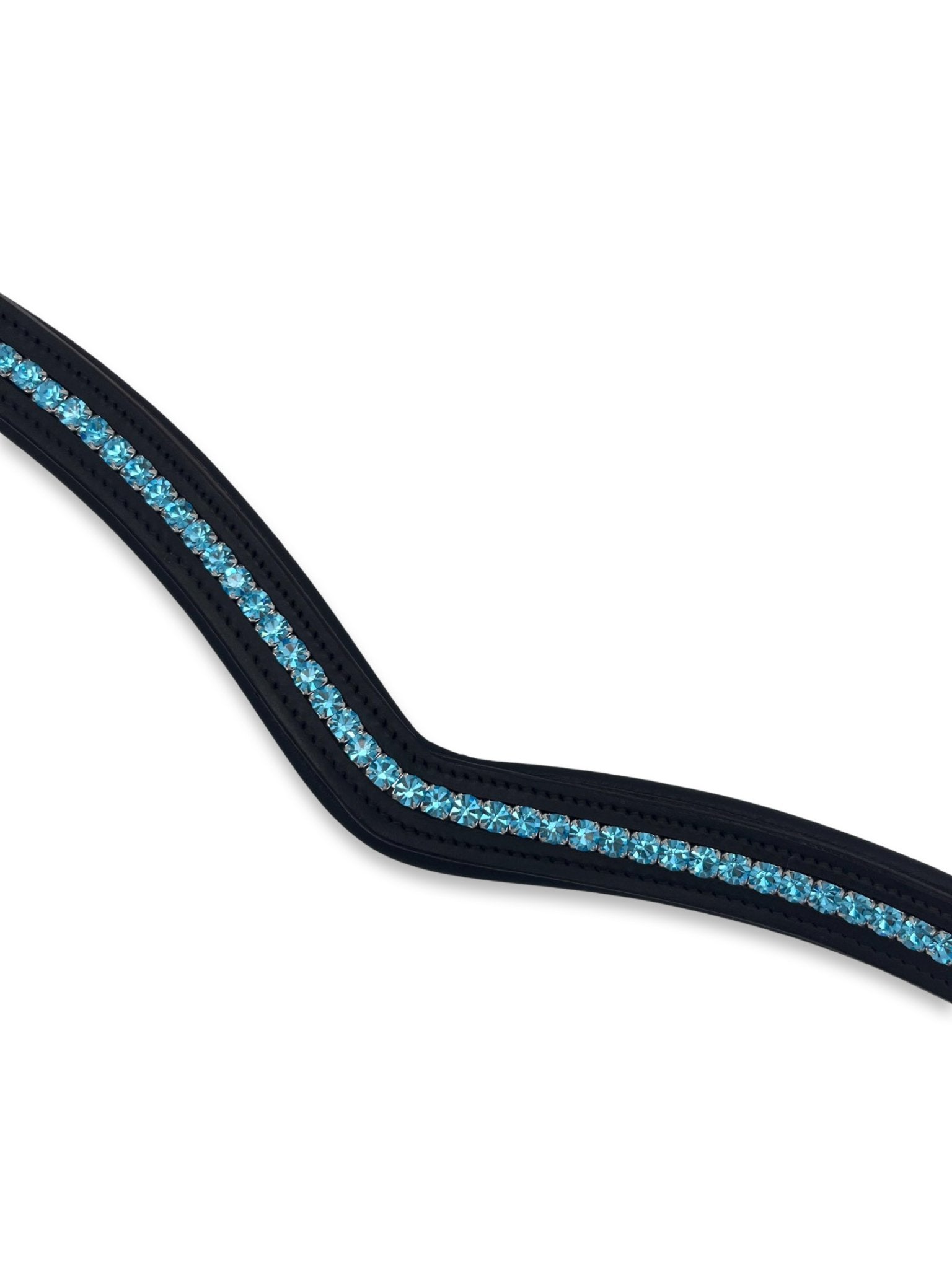 Azure Crystal Padded Browband, from The Urbany. Elevate your horse's style with sparkling crystals and comfort.