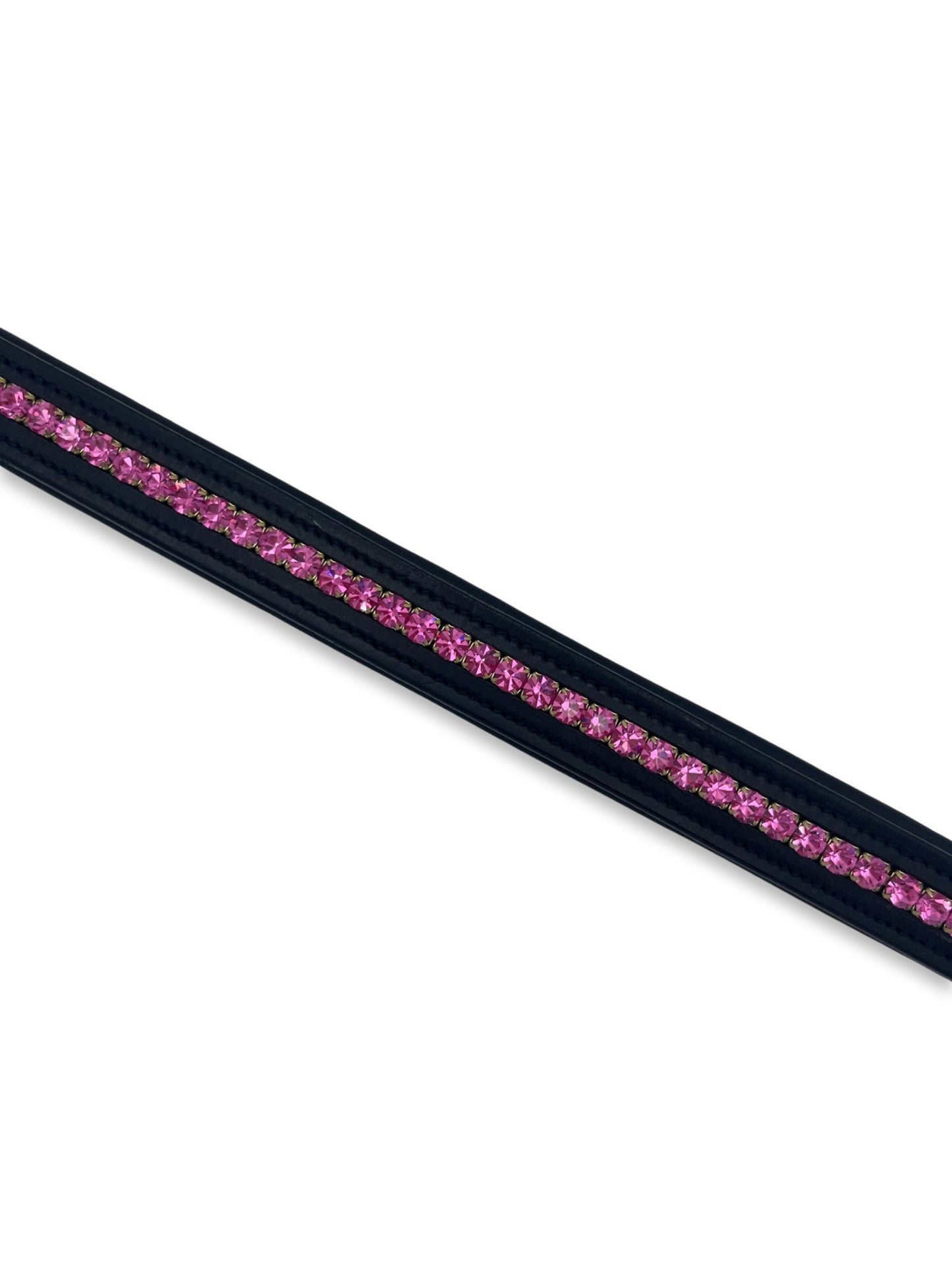 Hot Pink Crystal Padded Browband, from The Urbany. Elevate your horse's style with sparkling crystals and comfort.