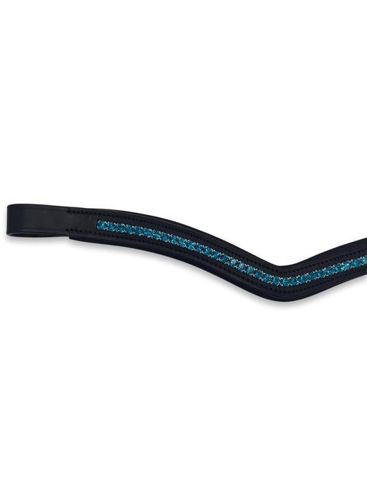 Ocean Blue Crystal Padded Browband, from The Urbany. Elevate your horse's style with sparkling crystals and comfort.