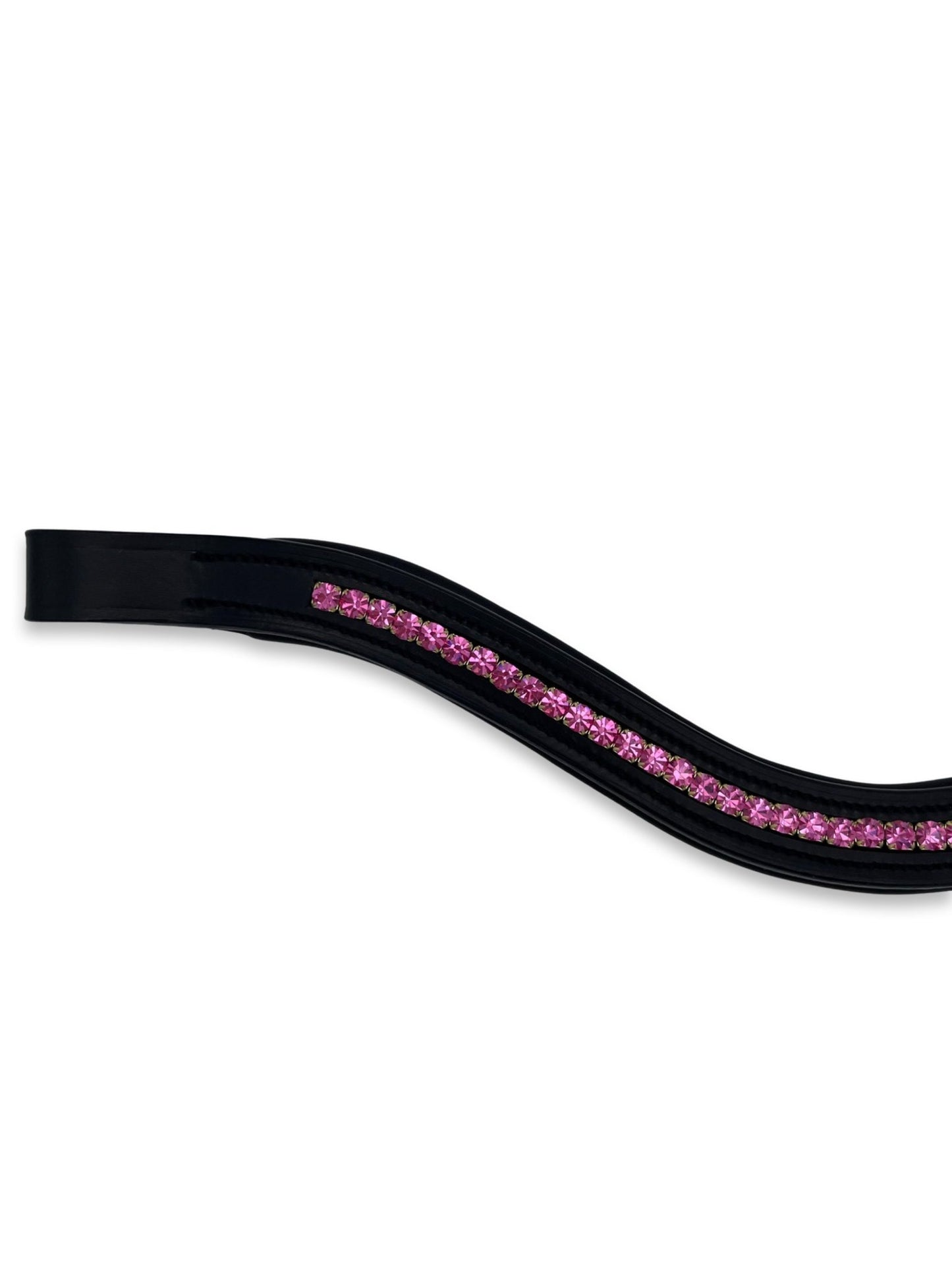 Hot Pink Crystal Padded Browband, from The Urbany. Elevate your horse's style with sparkling crystals and comfort.