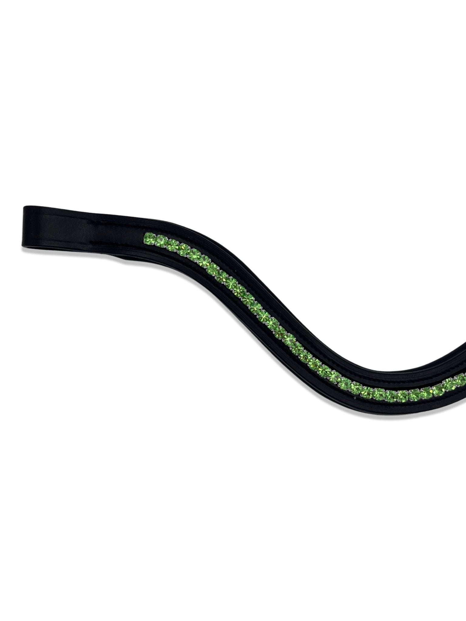 Lime Green Crystal Padded Browband, from The Urbany. Elevate your horse's style with sparkling crystals and comfort.