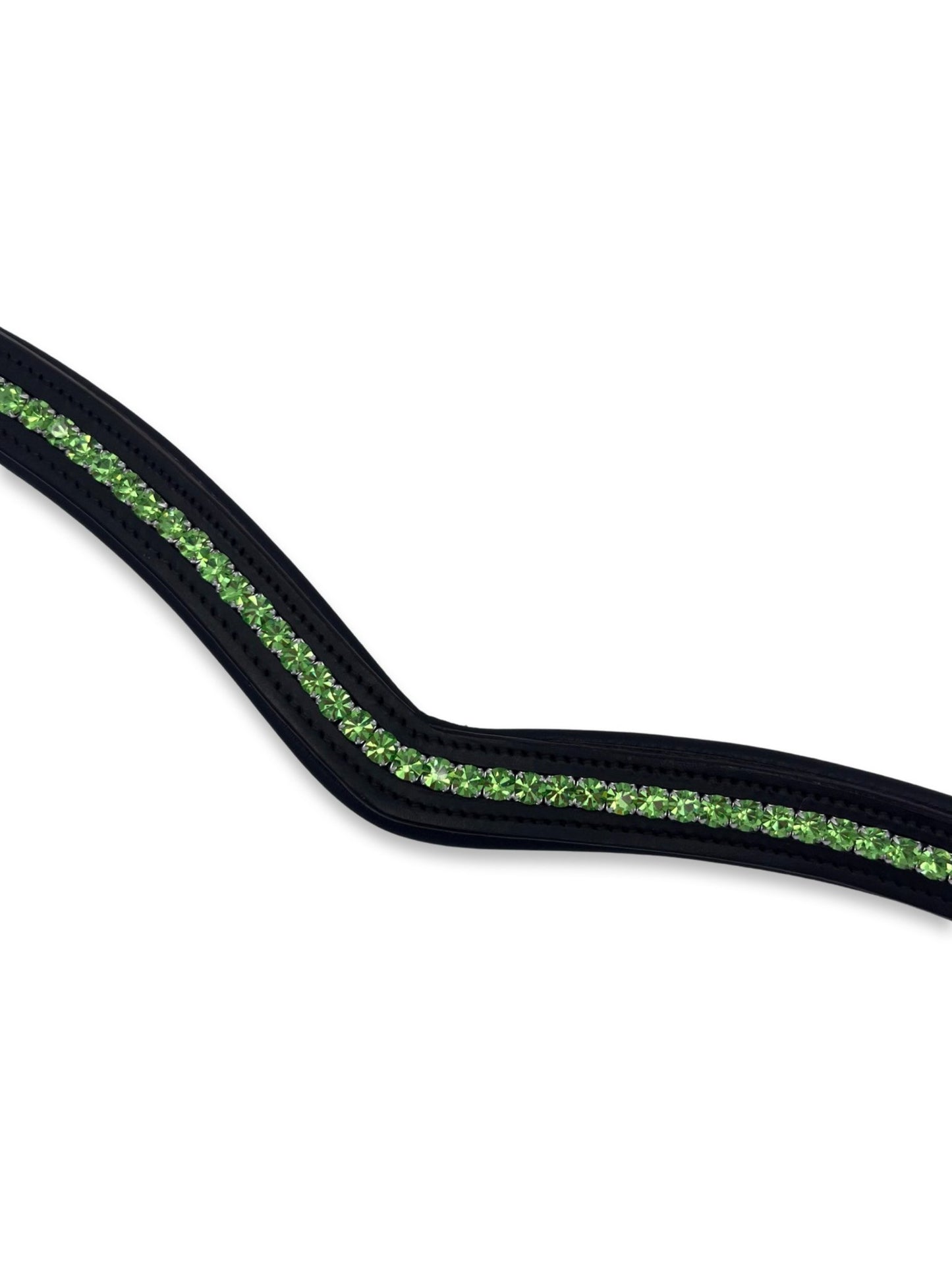 Lime Green Crystal Padded Browband, from The Urbany. Elevate your horse's style with sparkling crystals and comfort.