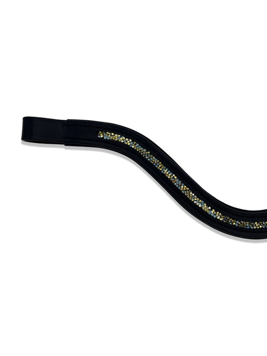 Crushed Ice Blue Crystal Padded Browband, from The Urbany. Elevate your horse's style with sparkling crystals and comfort.