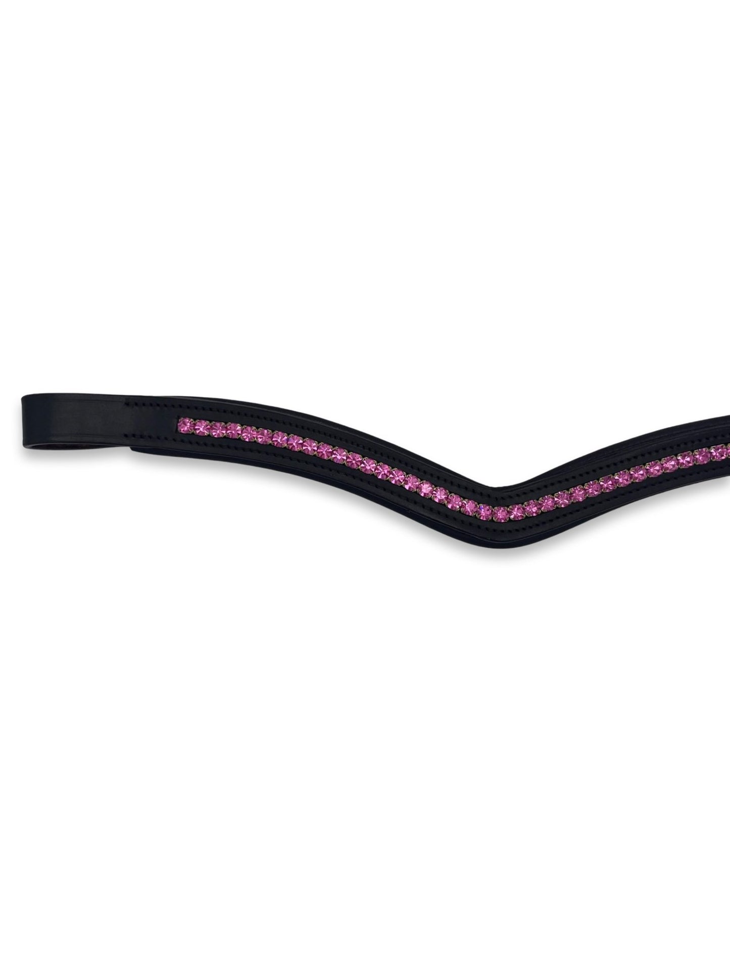 Hot Pink Crystal Padded Browband, from The Urbany. Elevate your horse's style with sparkling crystals and comfort.