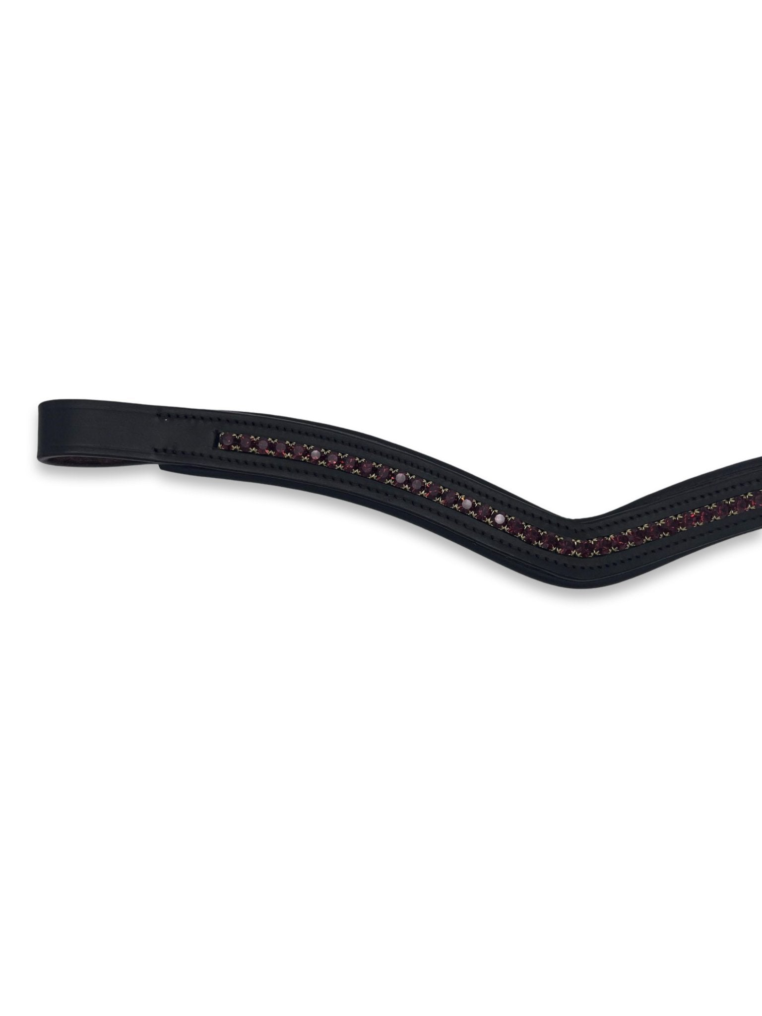 Burgundy Red Crystal Padded Browband, from The Urbany. Elevate your horse's style with sparkling crystals and comfort.