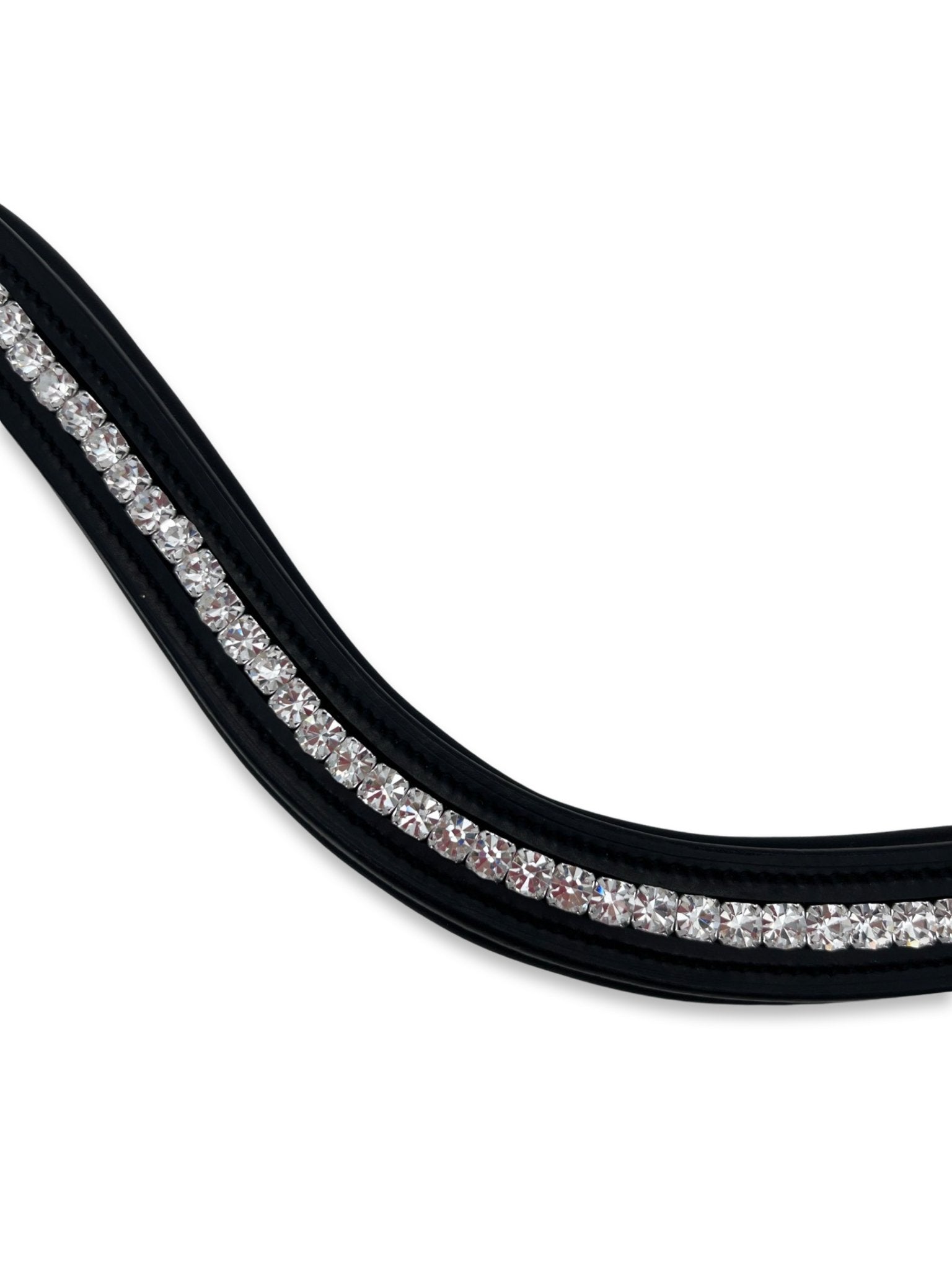 Clear Crystal Padded Browband, from The Urbany. Elevate your horse's style with sparkling crystals and comfort.