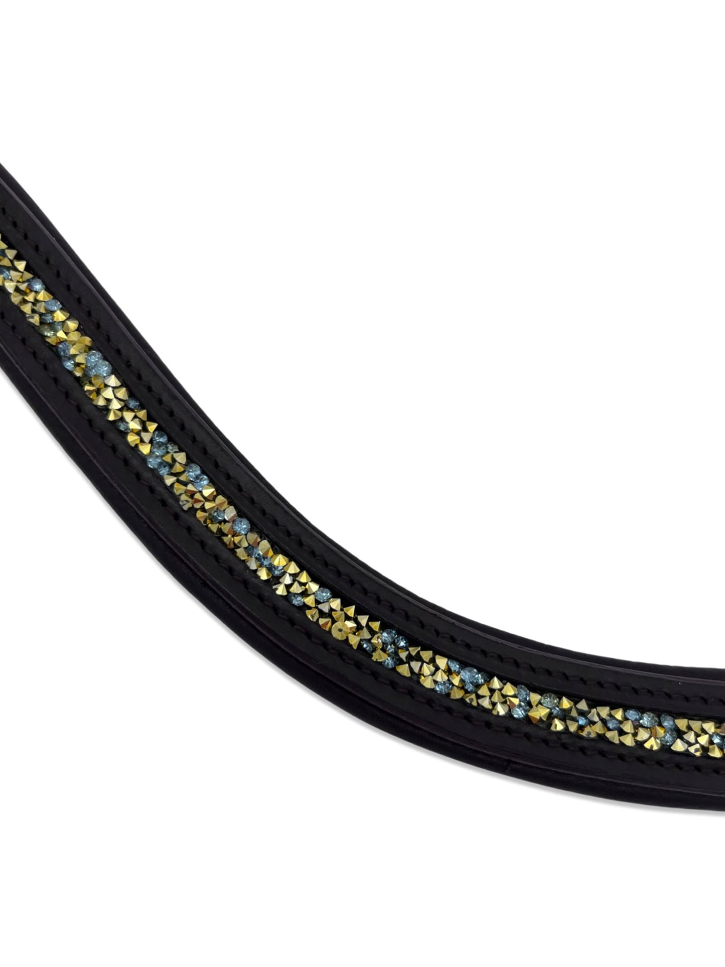 Crushed Ice Blue Crystal Padded Browband, from The Urbany. Elevate your horse's style with sparkling crystals and comfort.