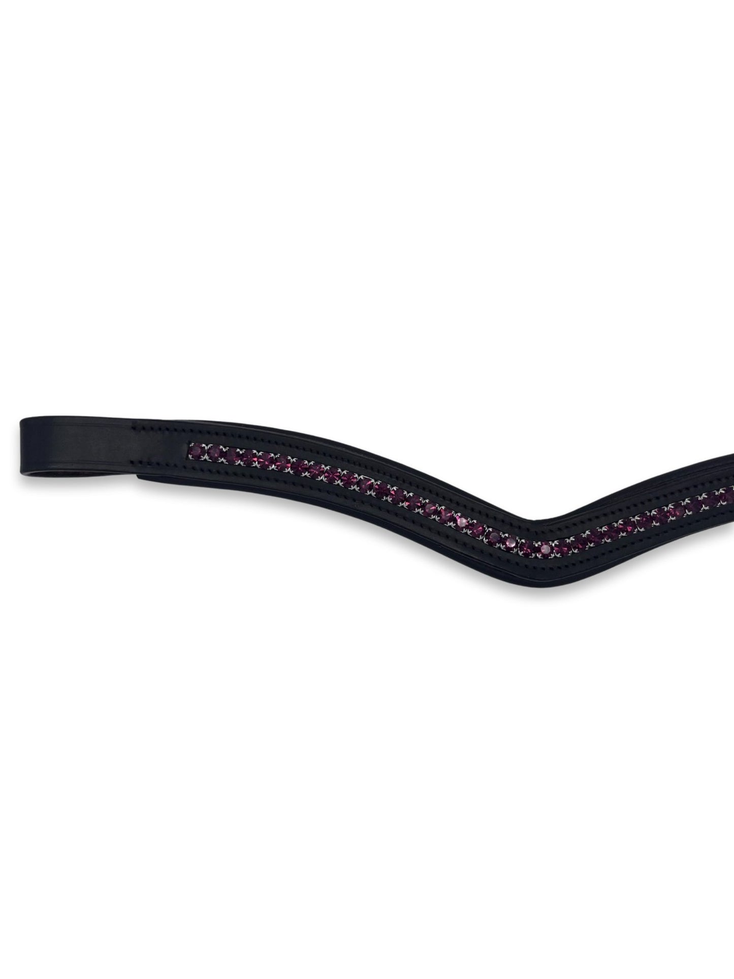 Plum Crystal Padded Browband, from The Urbany. Elevate your horse's style with sparkling crystals and comfort.