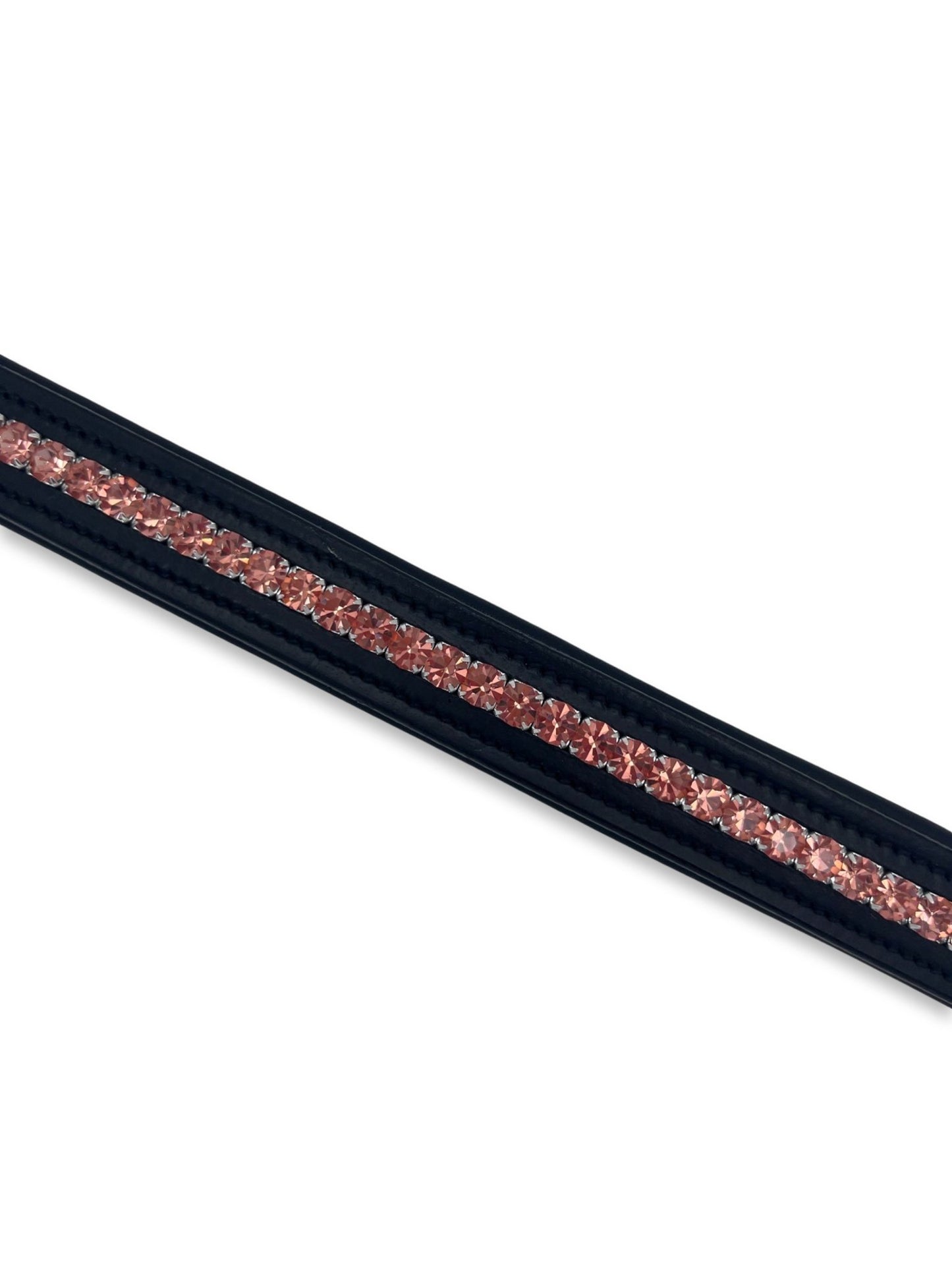 Peach Crystal Padded Browband, from The Urbany. Elevate your horse's style with sparkling crystals and comfort.