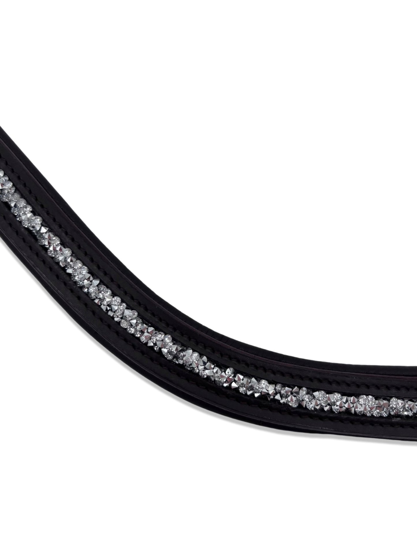 Crushed Clear Crystal Padded Browband, from The Urbany. Elevate your horse's style with sparkling crystals and comfort.