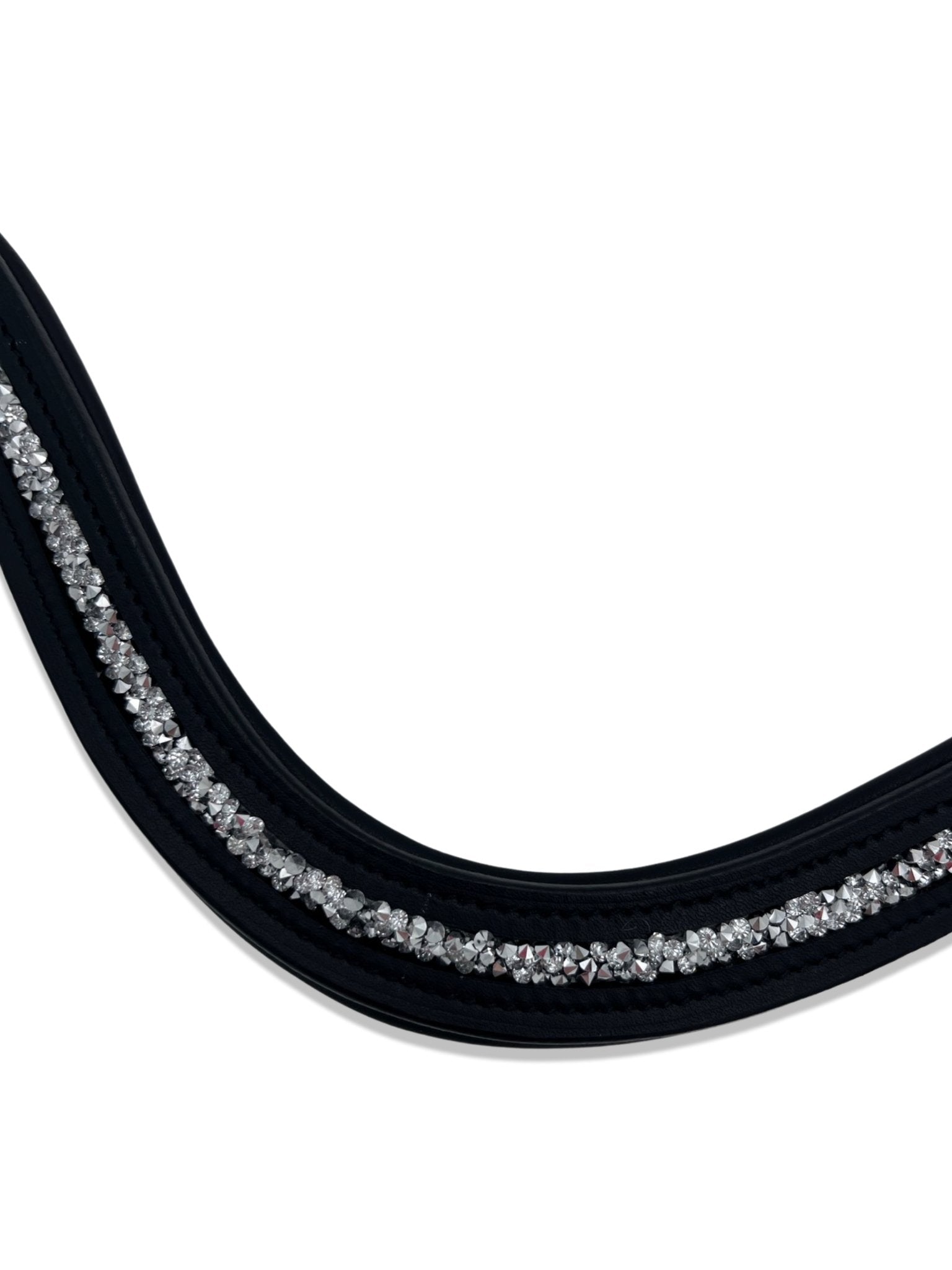 Crushed Clear Crystal Padded Browband, from The Urbany. Elevate your horse's style with sparkling crystals and comfort.