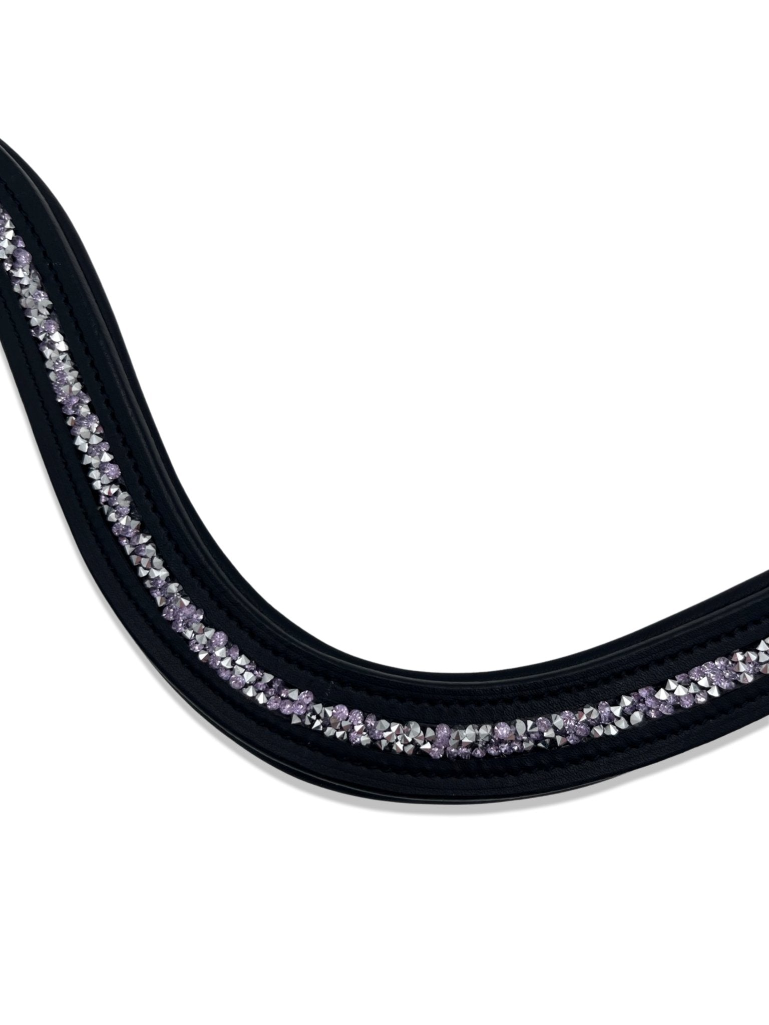 Crushed Lilac Crystal Padded Browband, from The Urbany. Elevate your horse's style with sparkling crystals and comfort.