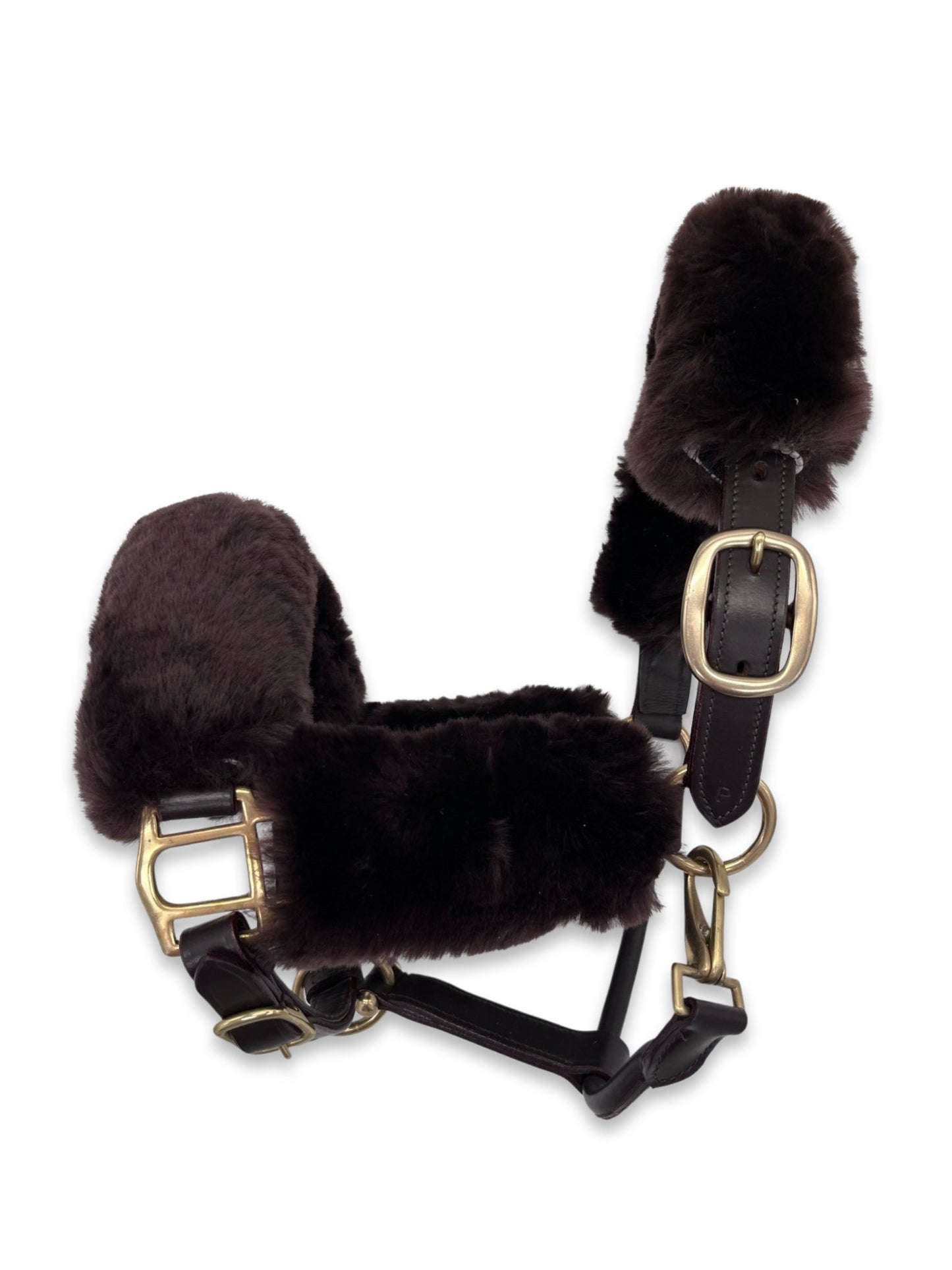 Sheepskin Headcollar Set - Brown, from The Urbany. Elevate your horse's style with sparkling crystals and comfort.