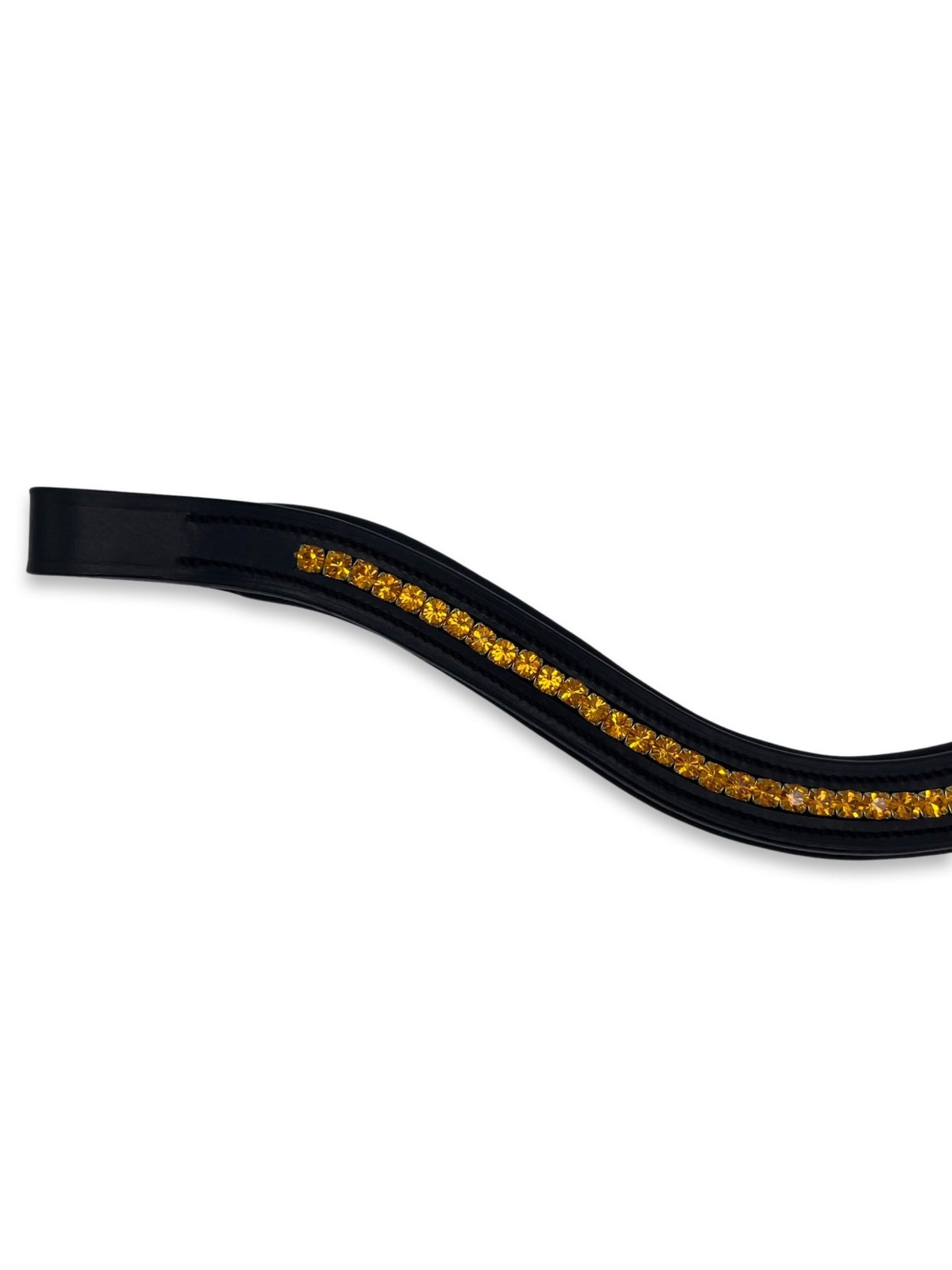 Orange Crystal Padded Browband, from The Urbany. Elevate your horse's style with sparkling crystals and comfort.