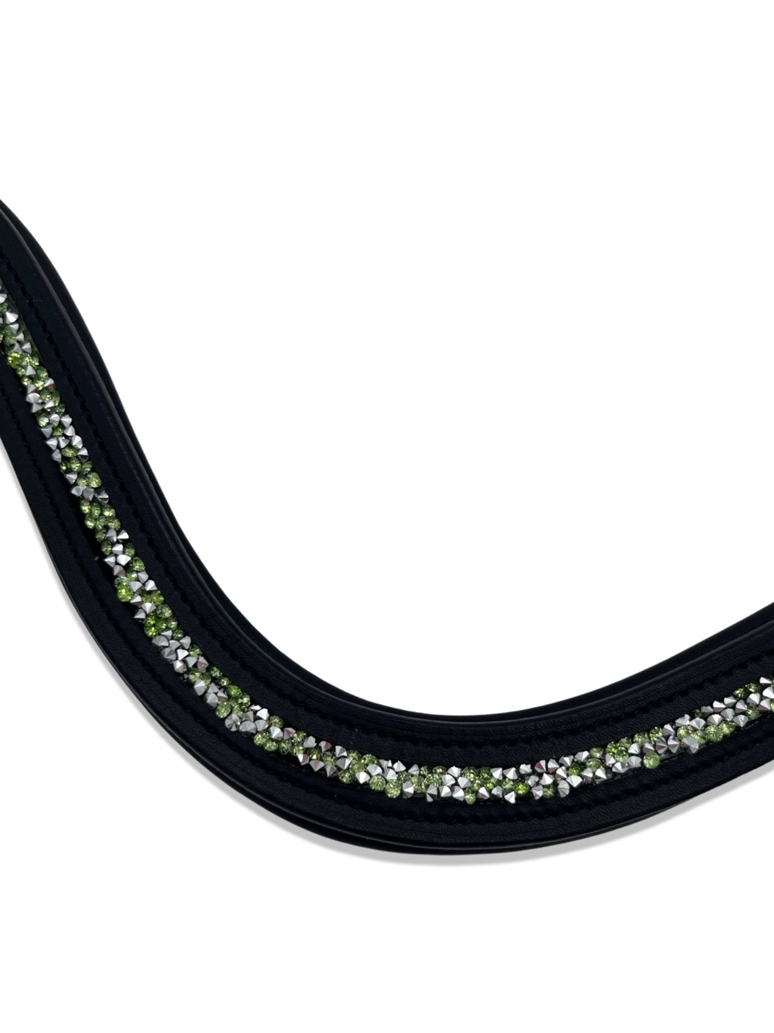 Crushed Lime Green Crystal Padded Browband, from The Urbany. Elevate your horse's style with sparkling crystals and comfort.