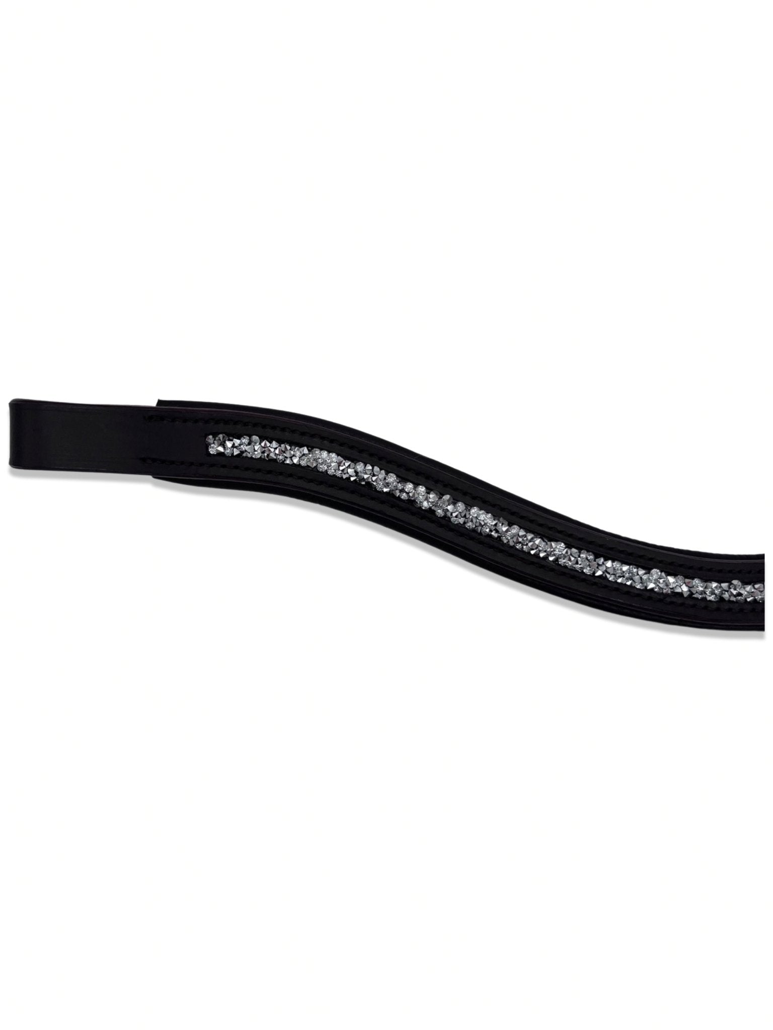 Crushed Clear Crystal Padded Browband, from The Urbany. Elevate your horse's style with sparkling crystals and comfort.