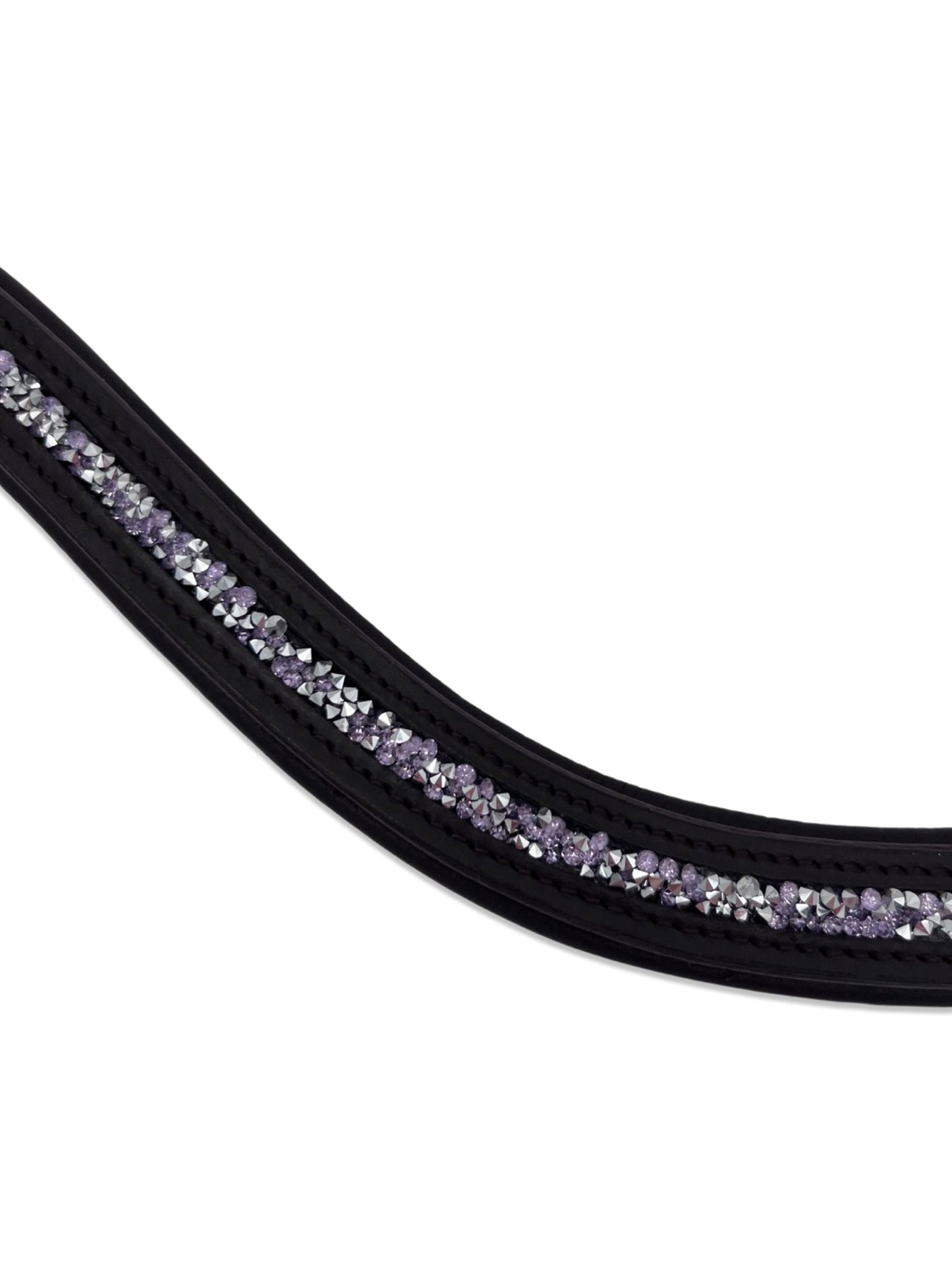 Crushed Lilac Crystal Padded Browband, from The Urbany. Elevate your horse's style with sparkling crystals and comfort.